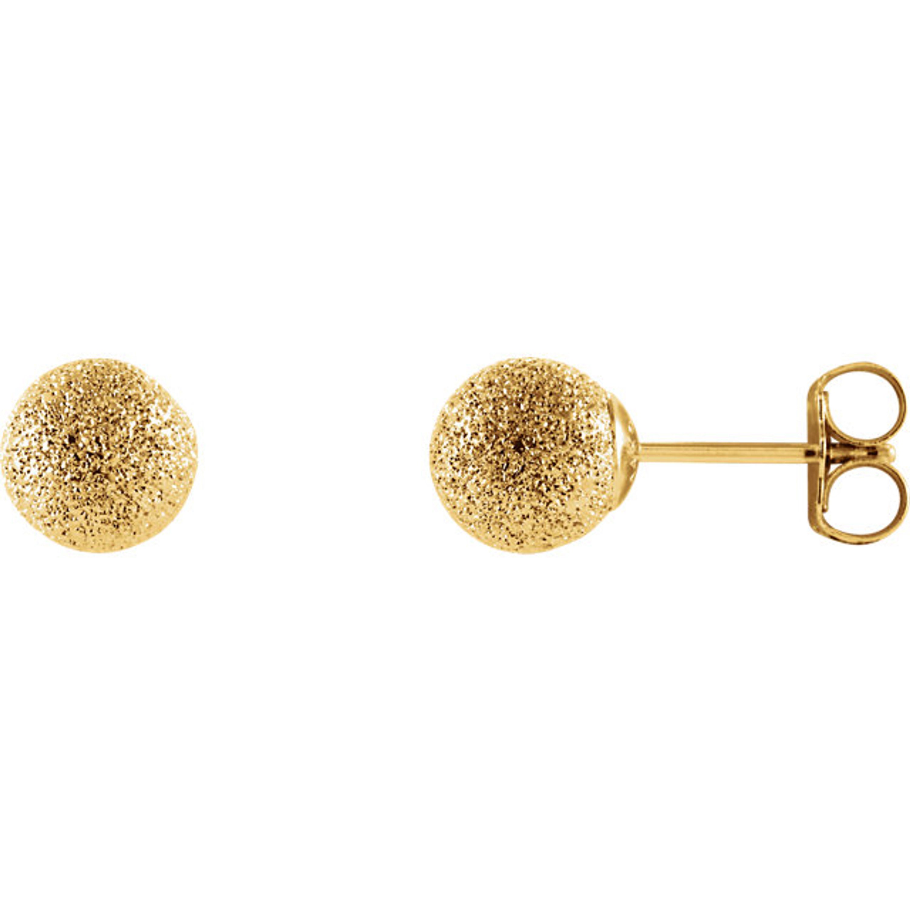 14kt Yellow Gold  6mm Ball Earrings with Sparkle Finish