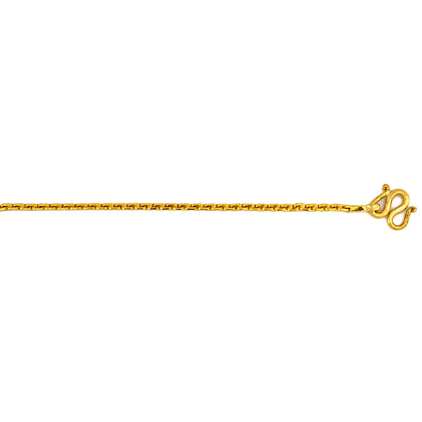 24k  Yellow Gold 3.5mm Handmade Baht Chain Necklace 22 Inches