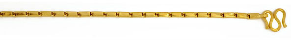 24k  Yellow Gold 3mm Handmade Square Baht Bracelet 7 Inches