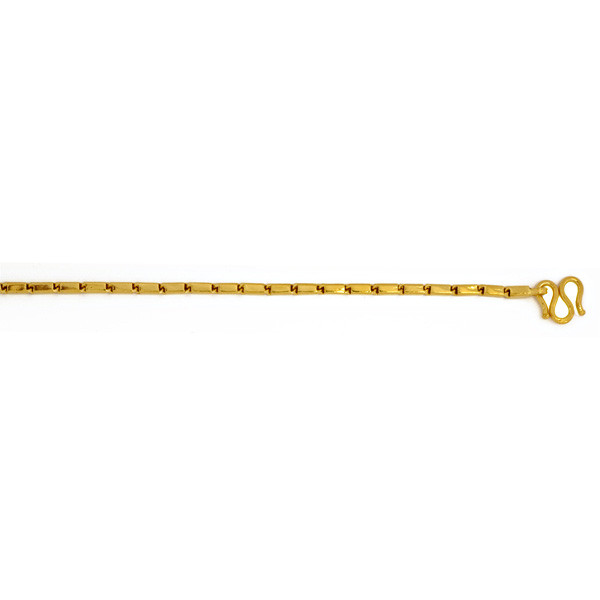 24k  Yellow Gold 3mm Handmade Square Baht Bracelet 9 Inches