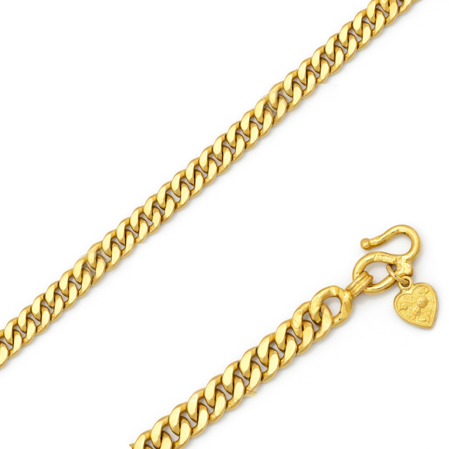 24k  Yellow Gold 7.2mm Handmade Baht Bracelet 7 Inches