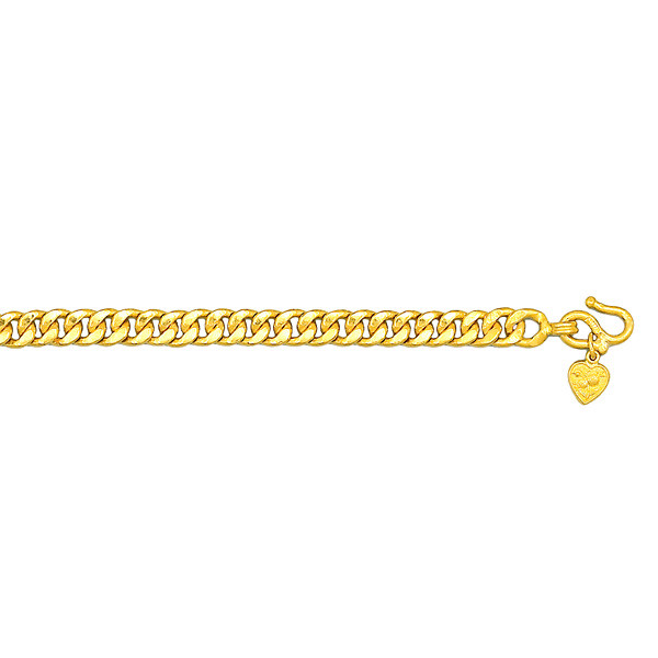 24k  Yellow Gold 7.2mm Handmade Baht Chain Necklace 18 Inches