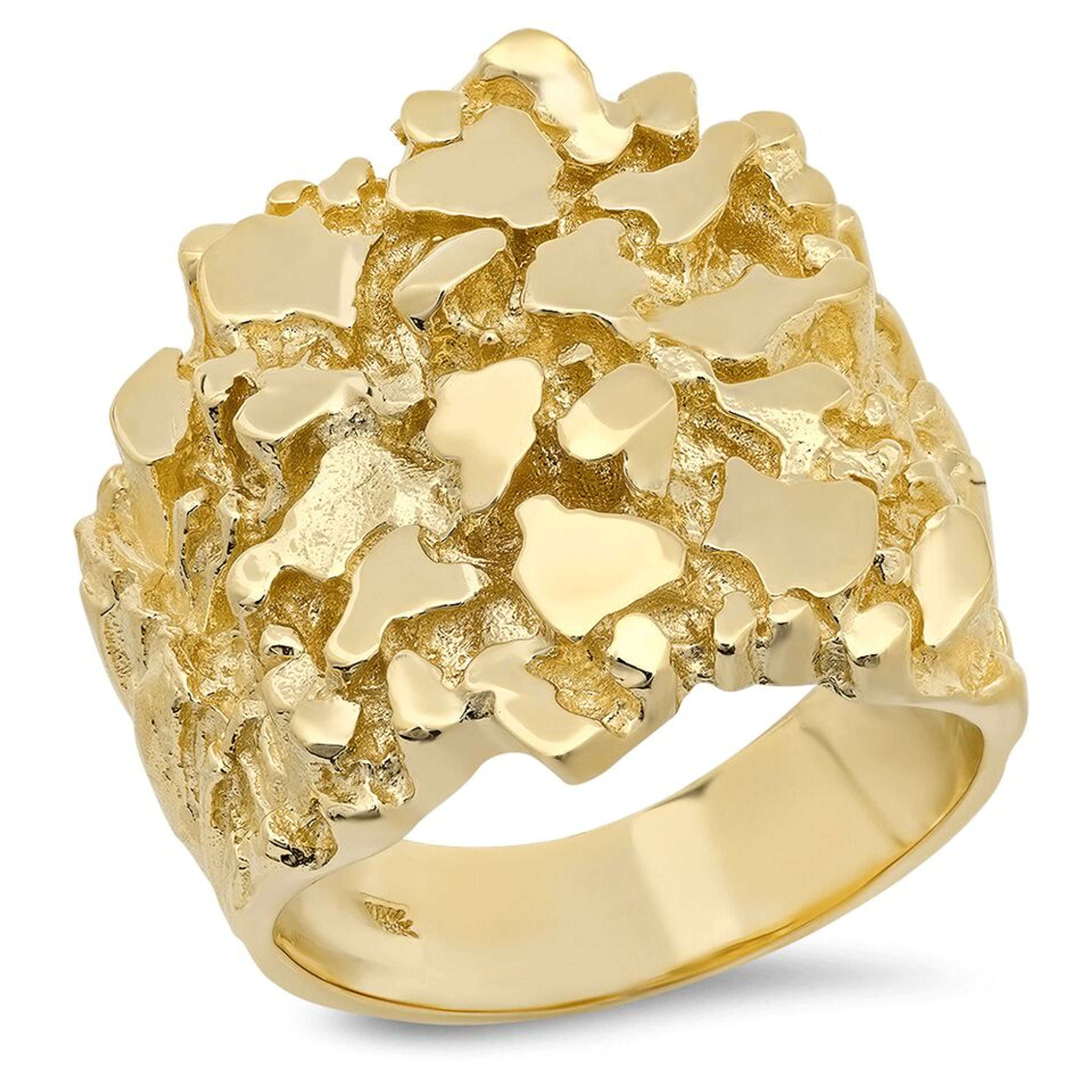 18K Gold Mens 25MM X 25MM Nugget Ring 18K Gold Mens 25MM X 25MM Nugget Ring