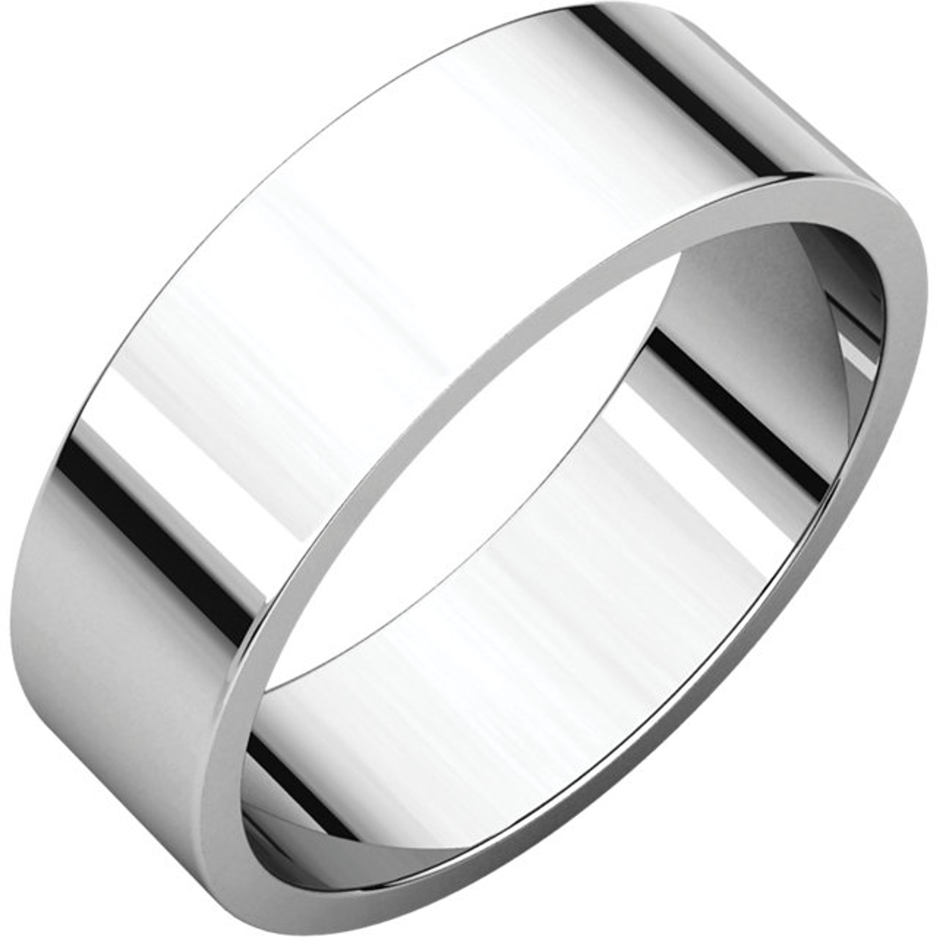 10k White Gold 7mm. High Polished Flat Wedding Band 10k White Gold 7mm. High Polished Flat Wedding Band