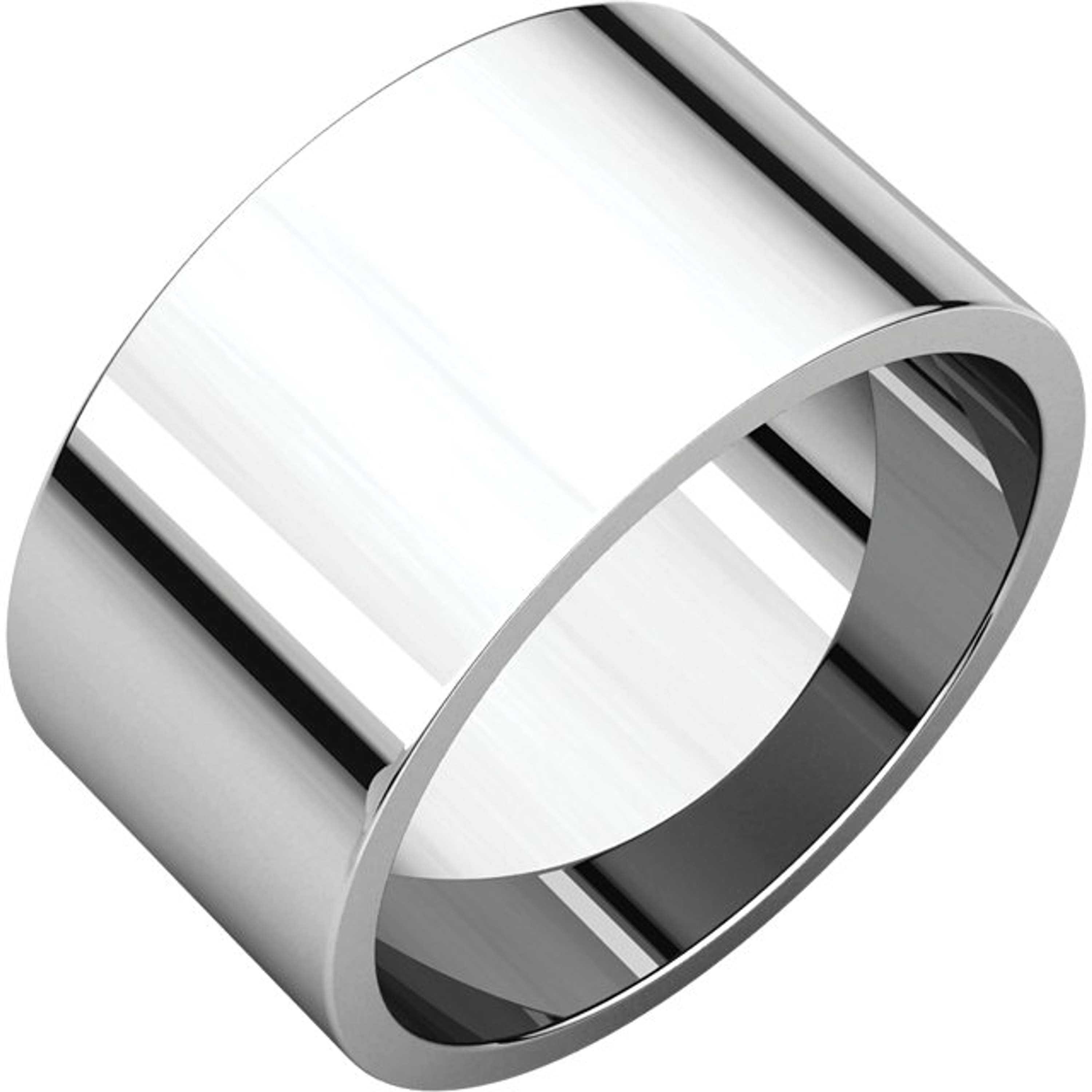 10k White Gold 10mm. High Polished Flat Wedding Band 10k White Gold 10mm. High Polished Flat Wedding Band