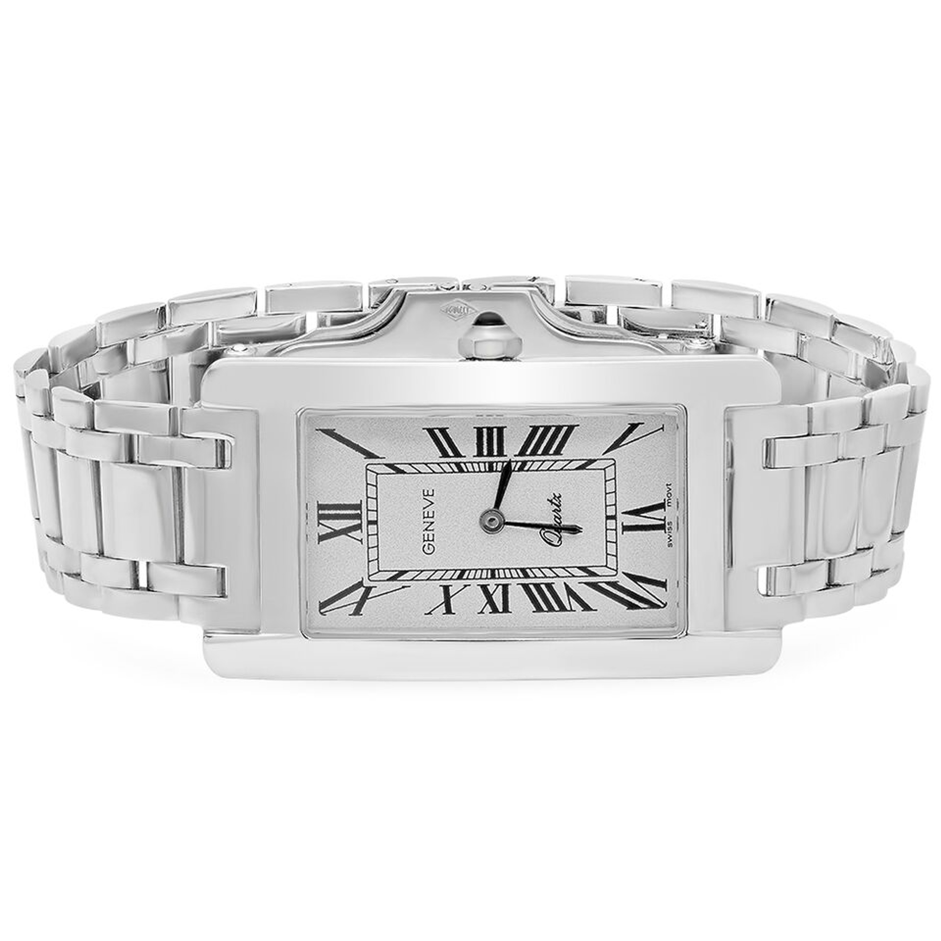 14k White Gold Geneve Italian Watch 23.0mm X 33.0mm 8" 14k White Gold Geneve Italian Watch 23.0mm X 33.0mm 8"