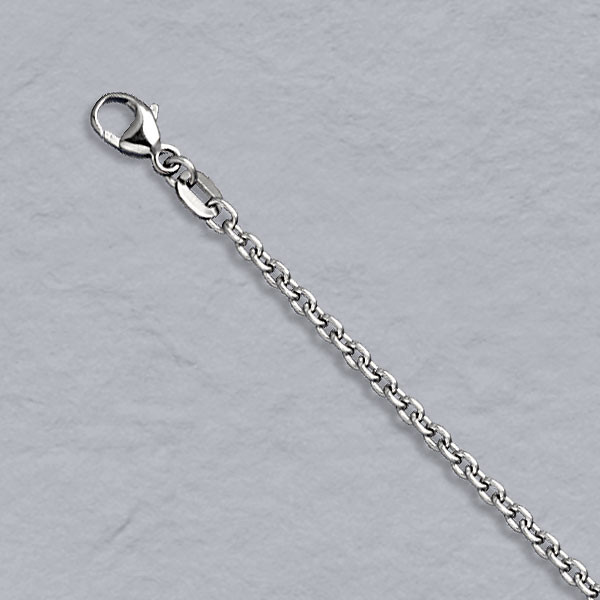 Platinum Rolo Chain Necklace 2.2mm Wide 18 Inches