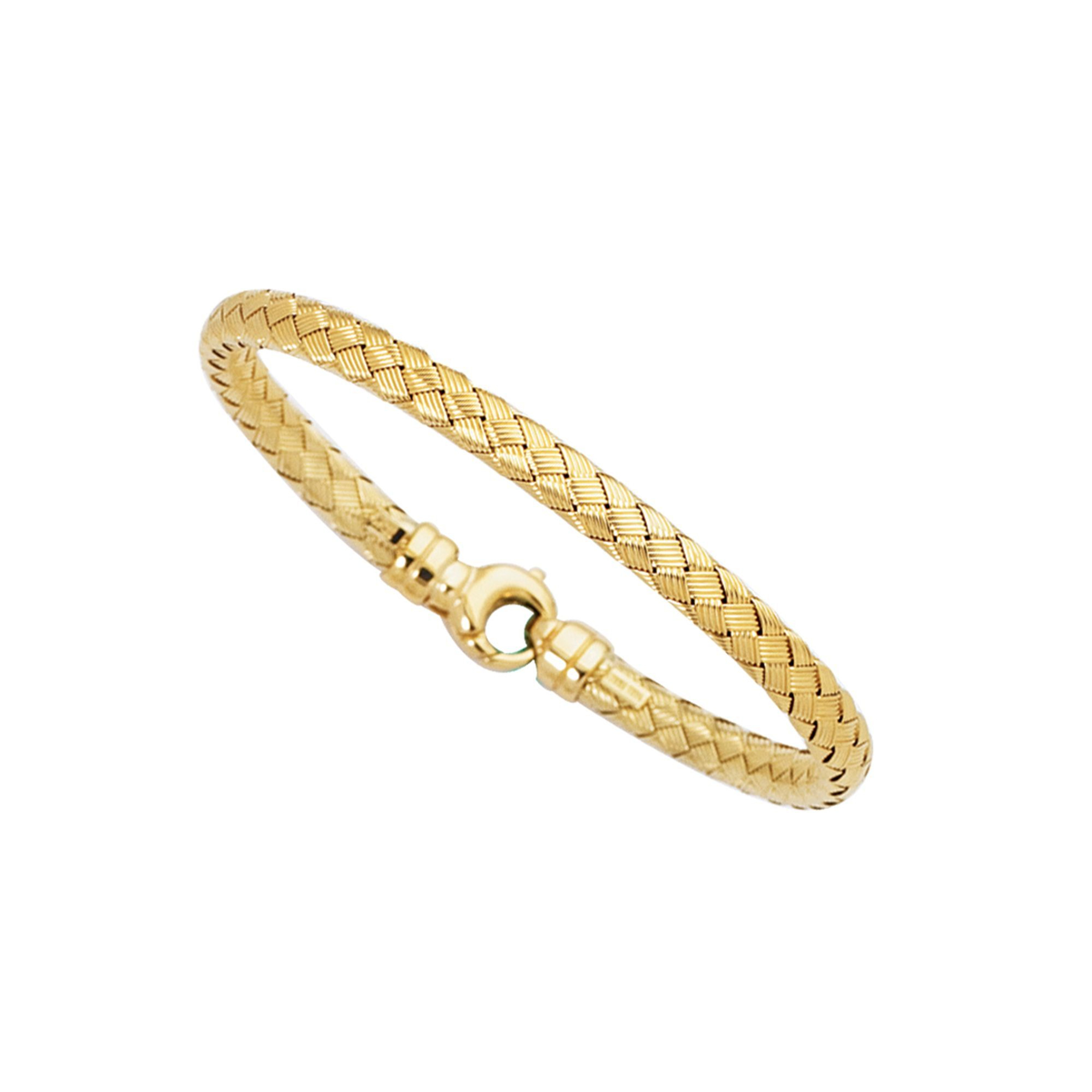 14k Gold 5mm Wide Basket Weave Braided Bangle 7.25" 14k Gold 5mm Wide Basket Weave Braided Bangle 7.25"