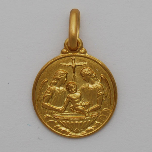 18kt Yellow 14.0 mm Round Baptism Medal