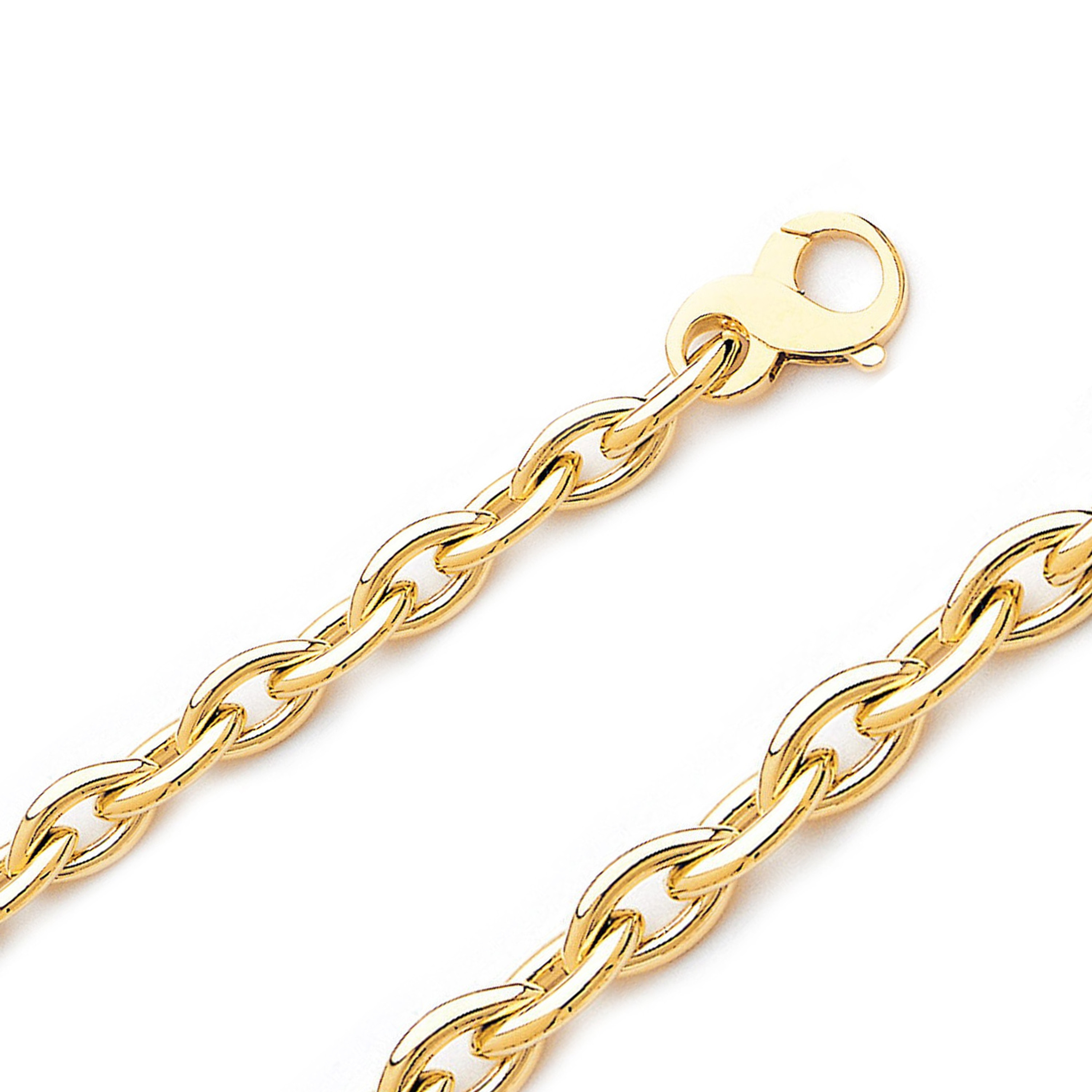14K Yellow Gold 5.3mm Handmade Rolo Bracelet 9 Inches 14K Yellow Gold 5.3mm Handmade Rolo Bracelet 9 Inches