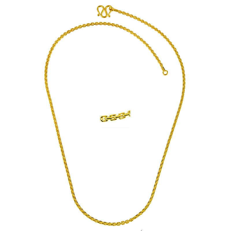 24k Yellow Gold 2.5mm Handmade Rolo Chain 22 Inches