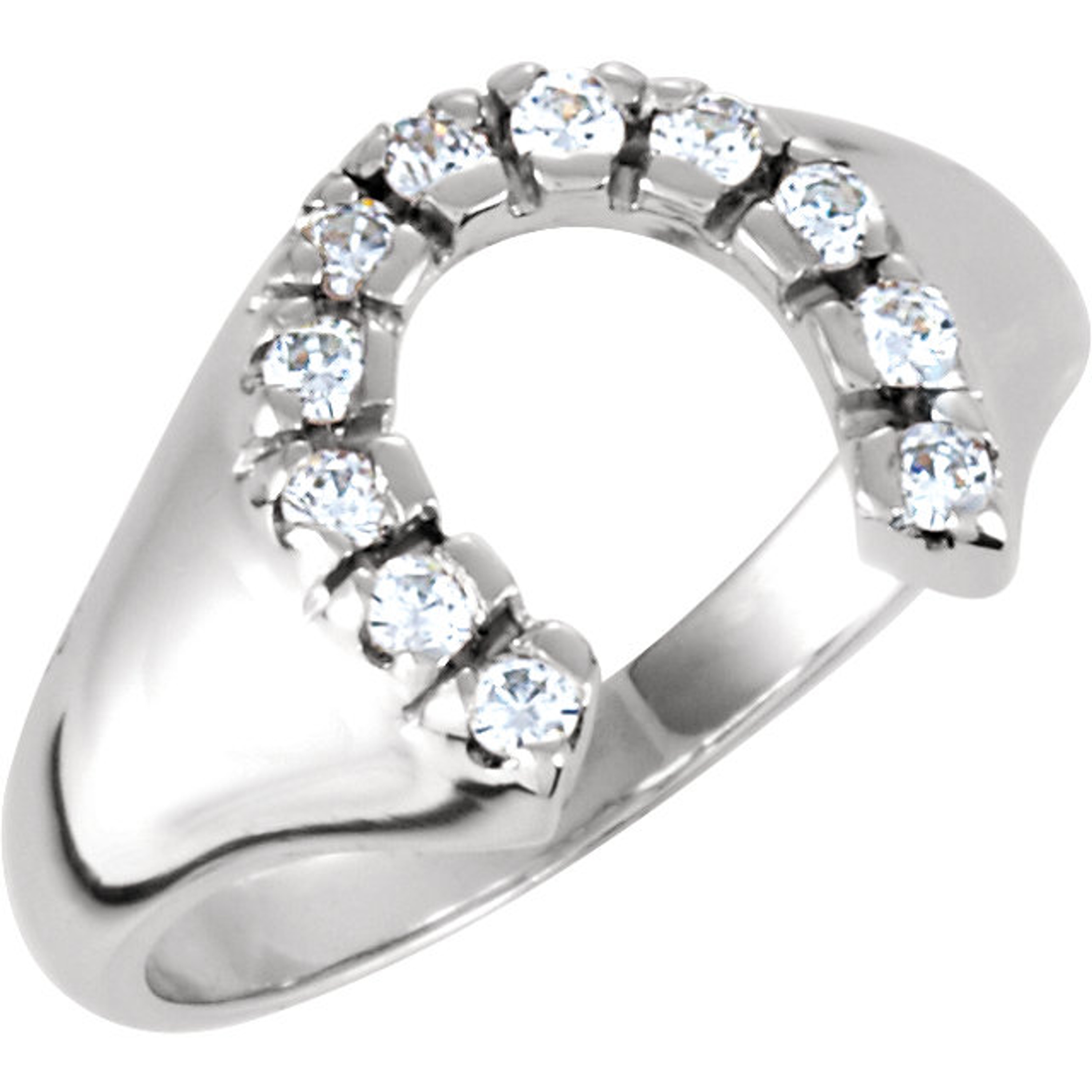 14k White Gold Women's  0.20ct Diamond Horseshoe Ring 6.0 mm x 8.00mm 14k White Gold Women's  0.20ct Diamond Horseshoe Ring 6.0 mm x 8.00mm