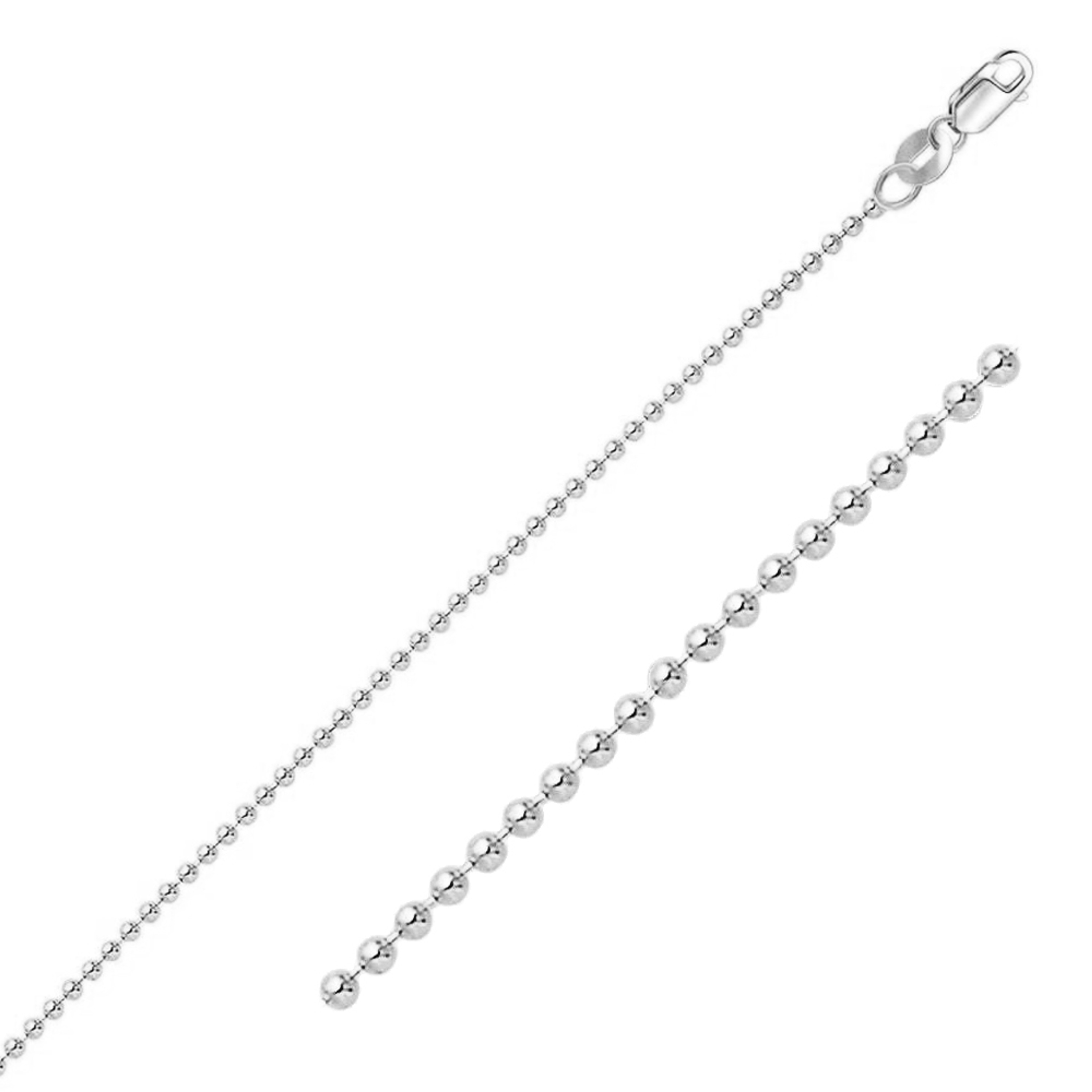 18k White Gold "Nickel Free" Ball Chain 2mm Wide 24" 18k White Gold "Nickel Free" Ball Chain 2mm Wide 24"
