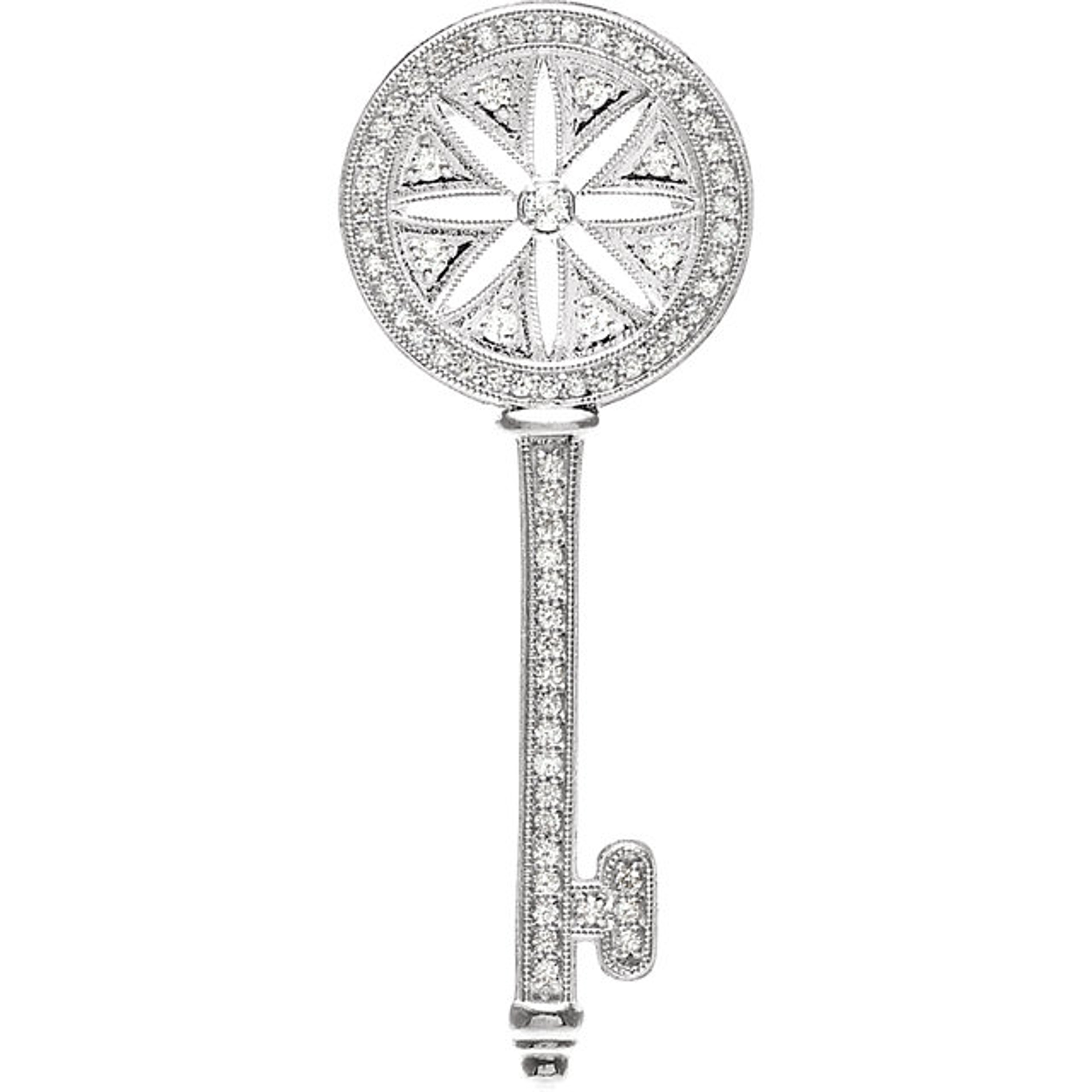 14K White Gold Diamond Key Pendant 44mm High 14K White Gold Diamond Key Pendant 44mm High