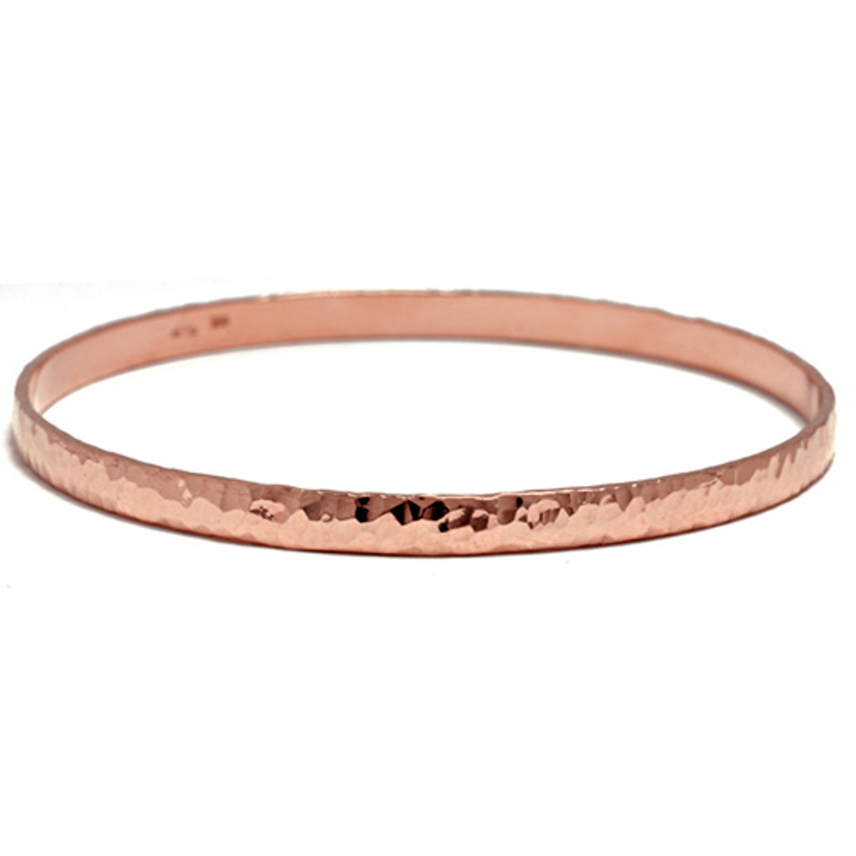 14k Rose Gold 4mm Wide Hammered Slip-on Solid Bangle 7 1/2 Inches 14k Rose Gold 4mm Wide Hammered Slip-on Solid Bangle 7 1/2 Inches