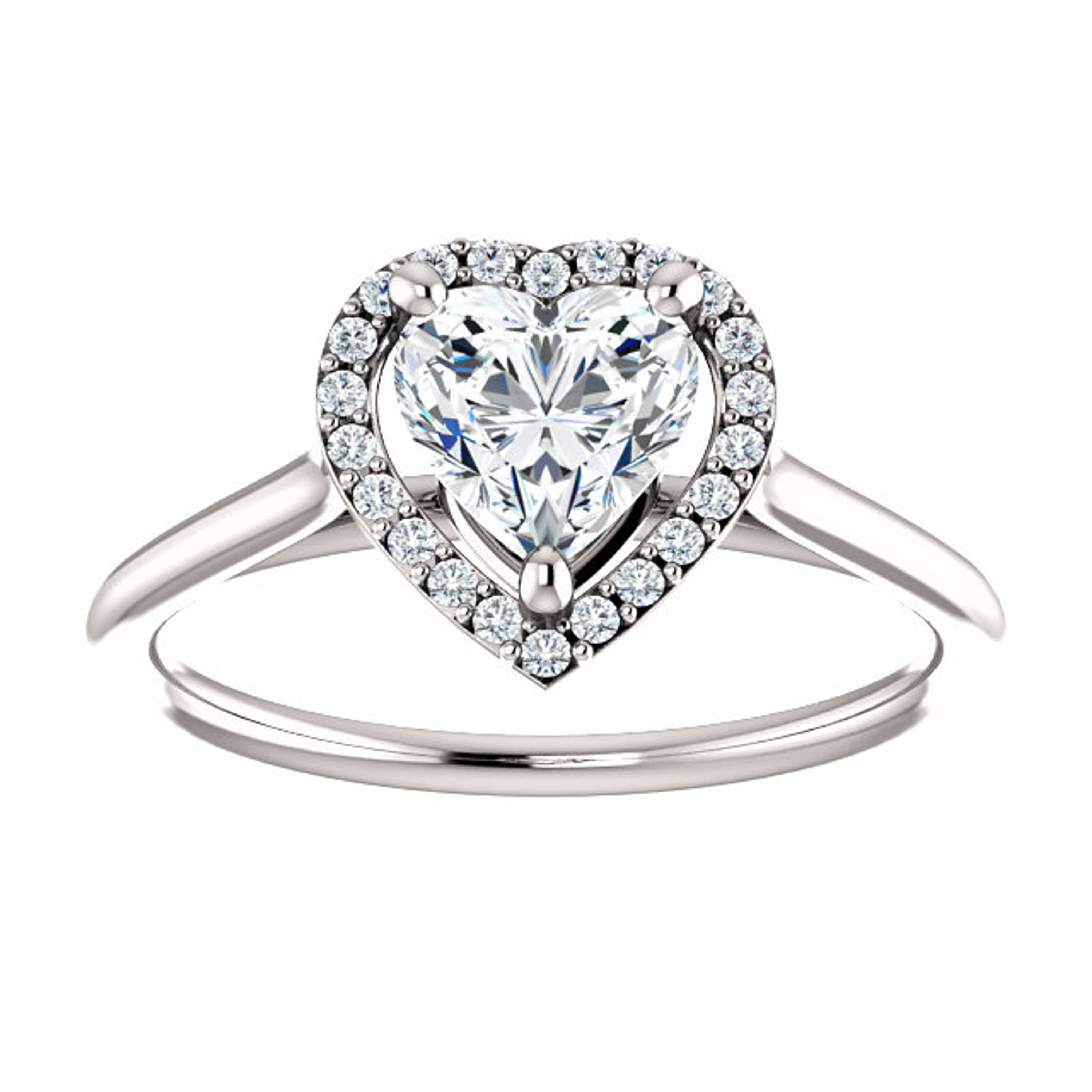 14K White Gold 1.00 CTW Heart Shape Halo Diamond Solitaire Ring