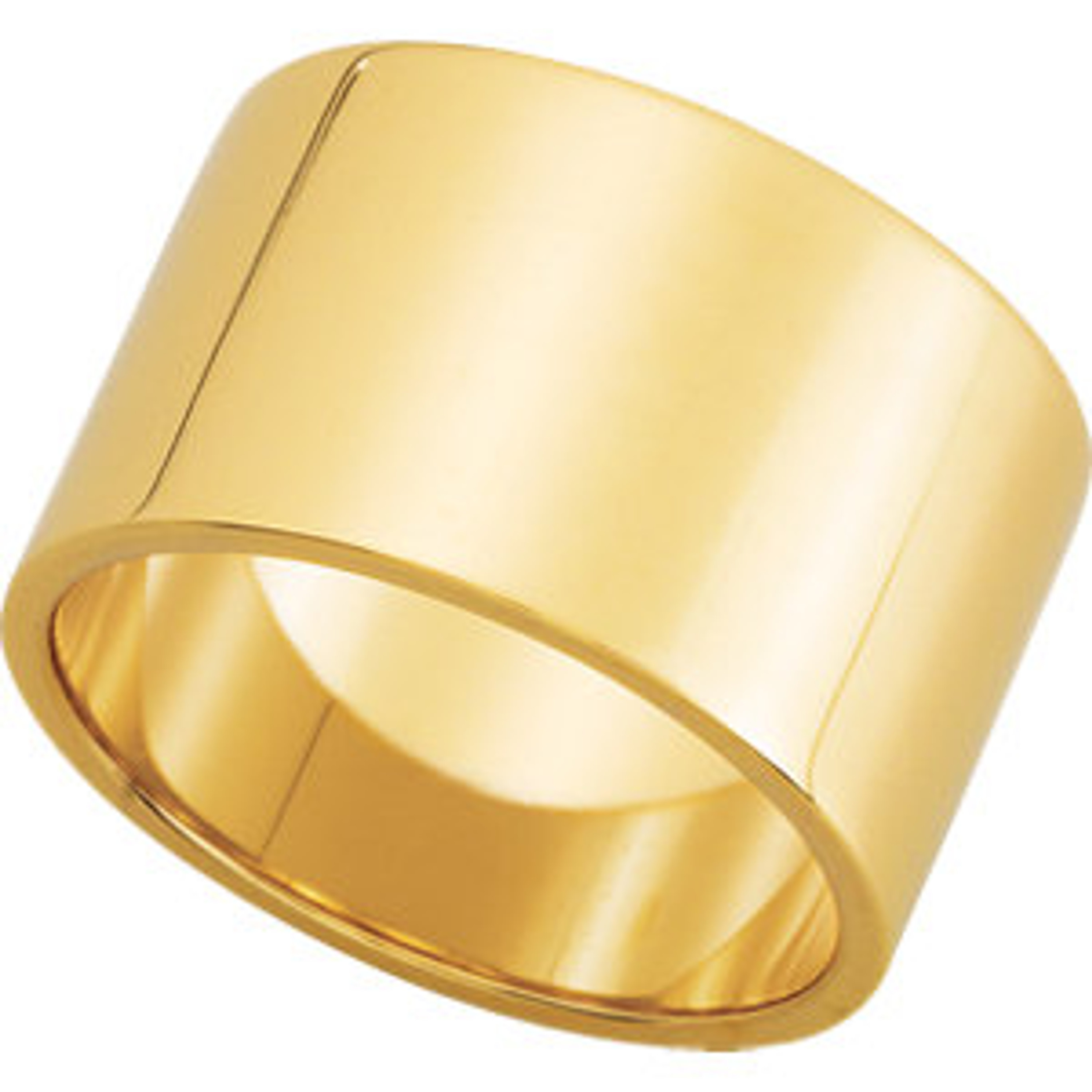 14k Yellow Gold 14mm High Polished Flat  Wedding Band