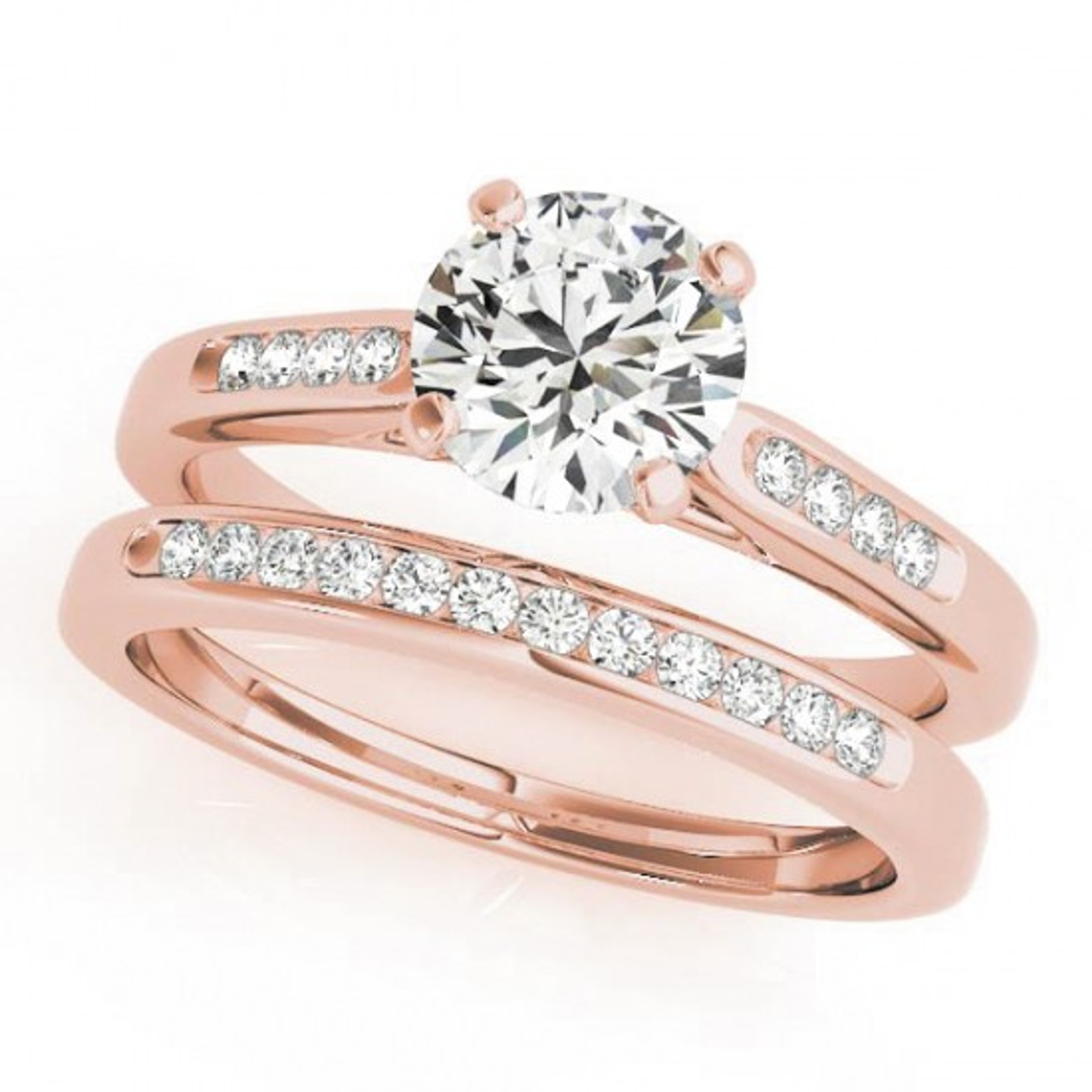 14k Rose Gold 1/2 Carat  Round cut Engagement Ring Set 14k Rose Gold 1/2 Carat  Round cut Engagement Ring Set