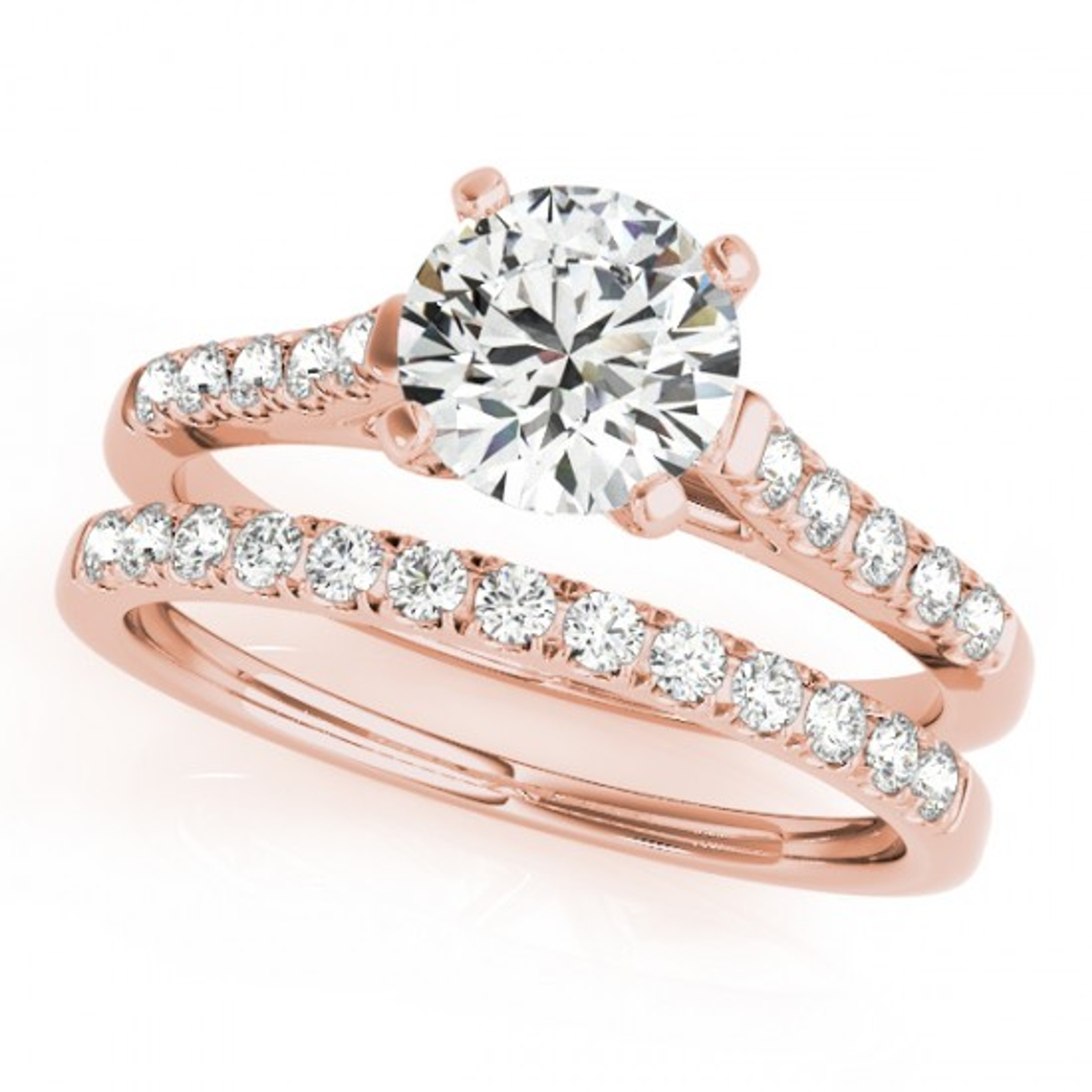 14k Rose Gold  3/4 Carat  Round cut Engagement Ring Set 14k Rose Gold  3/4 Carat  Round cut Engagement Ring Set
