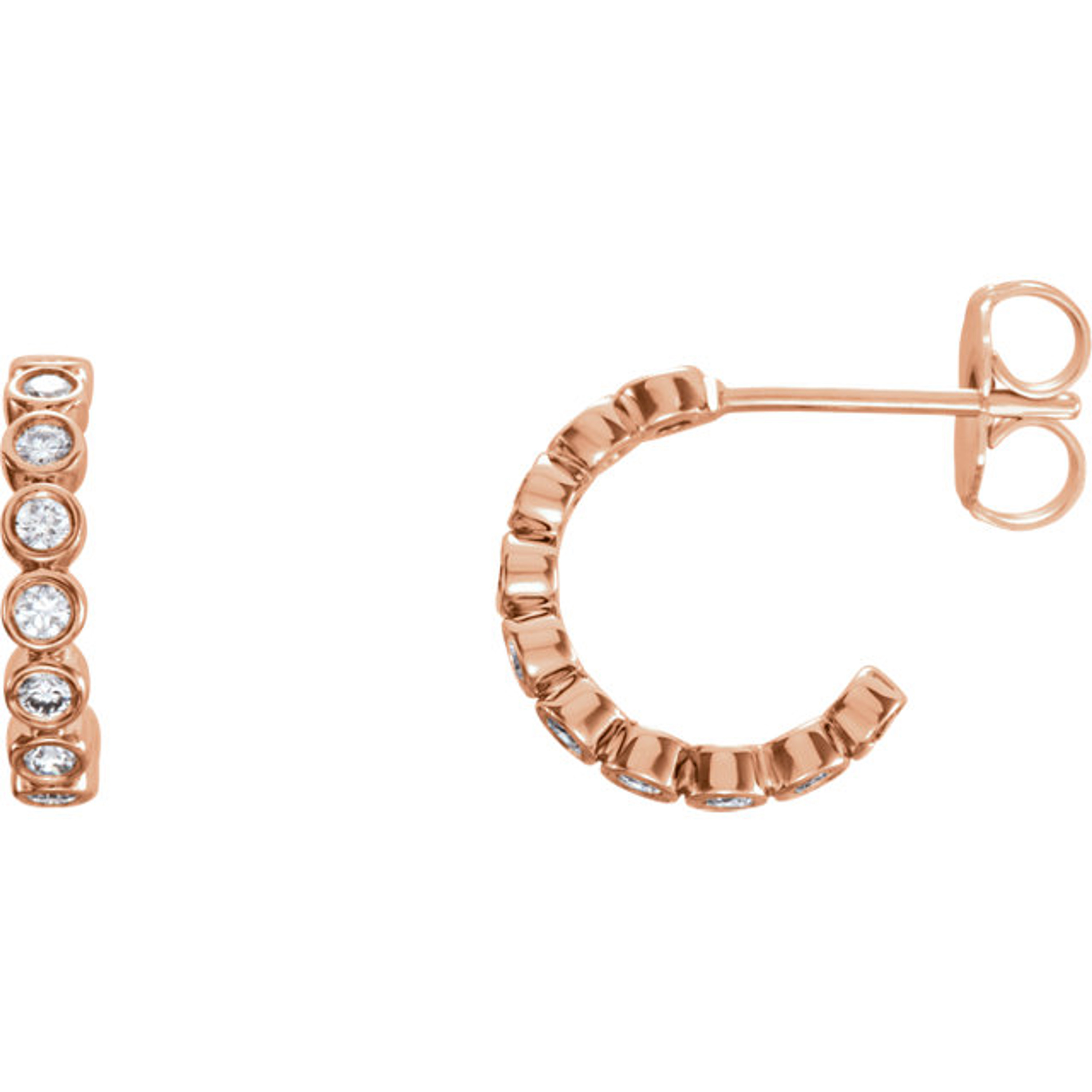 14k Rose Gold 11mm Diamond Huggies Earrings .33 ct 14k Rose Gold 11mm Diamond Huggies Earrings .33 ct