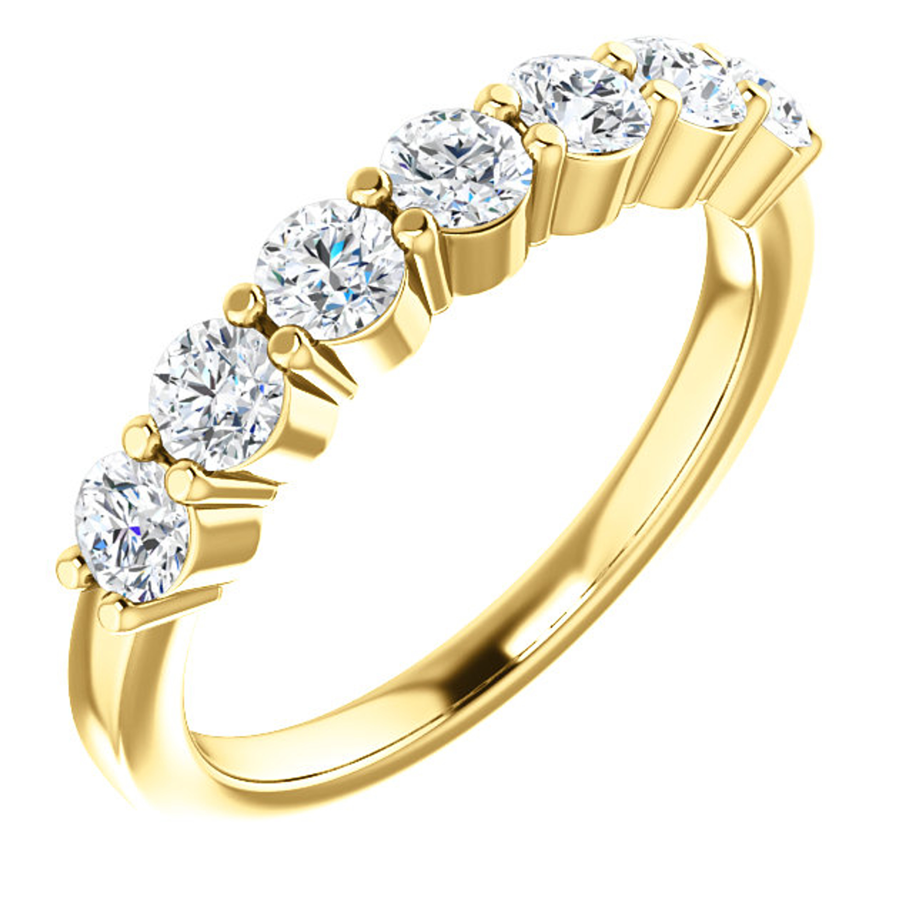 14K Yellow gold 1.0 ct 7 Round Diamond Prong Set Anniversary  Ring 14K Yellow gold 1.0 ct 7 Round Diamond Prong Set Anniversary  Ring