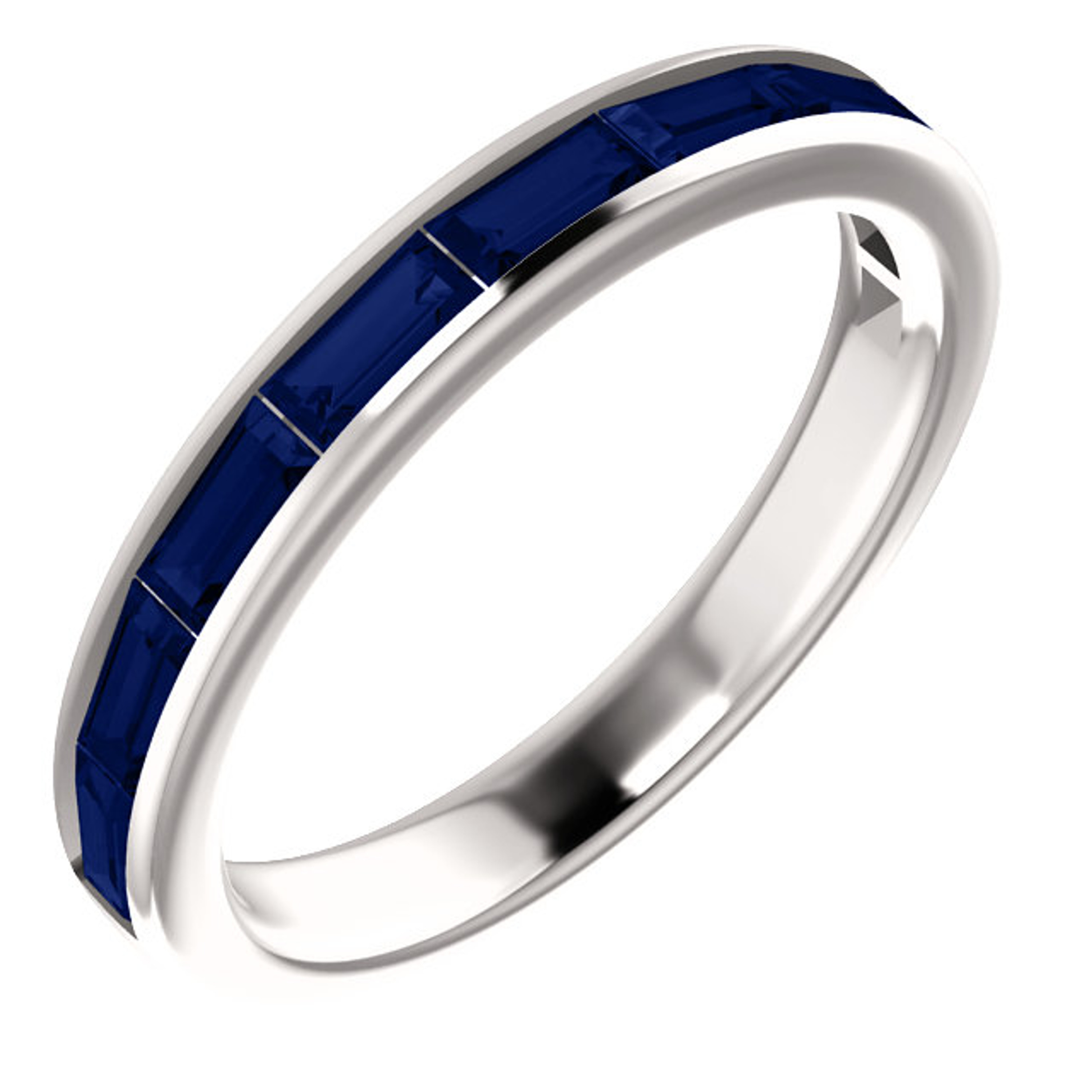 14k White Gold Baguette Genuine Sapphire Half Eternity band 1.00 Ctw. 14k White Gold Baguette Genuine Sapphire Half Eternity band 1.00 Ctw.