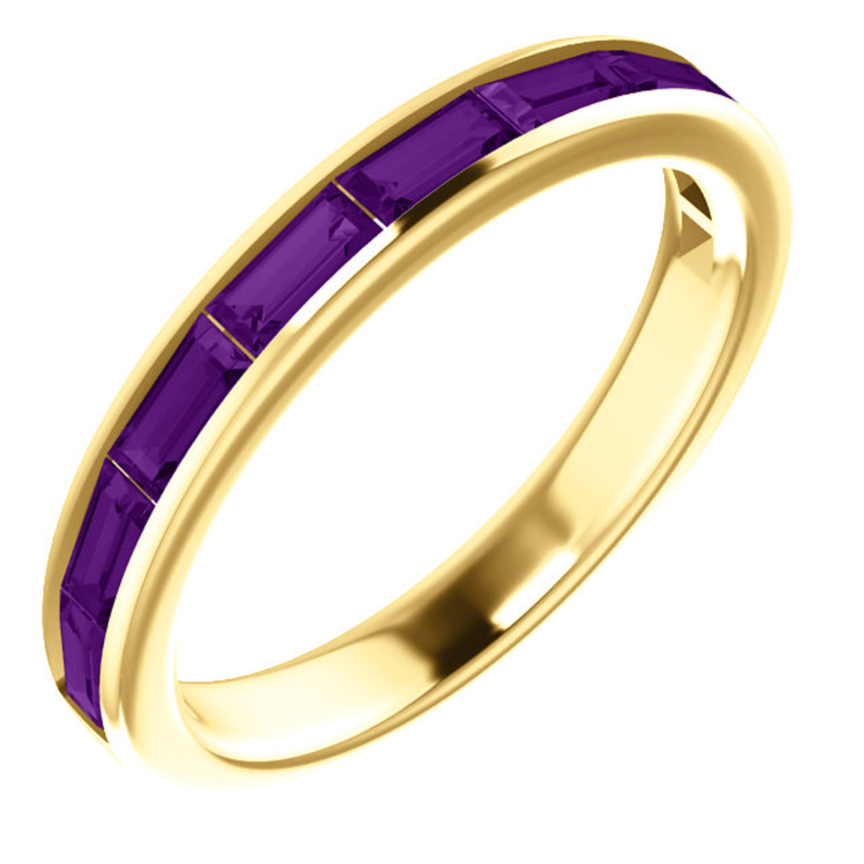 14k Yellow Gold Baguette Genuine Amethyst Half Eternity band 1.00 Ctw. 14k Yellow Gold Baguette Genuine Amethyst Half Eternity band 1.00 Ctw.