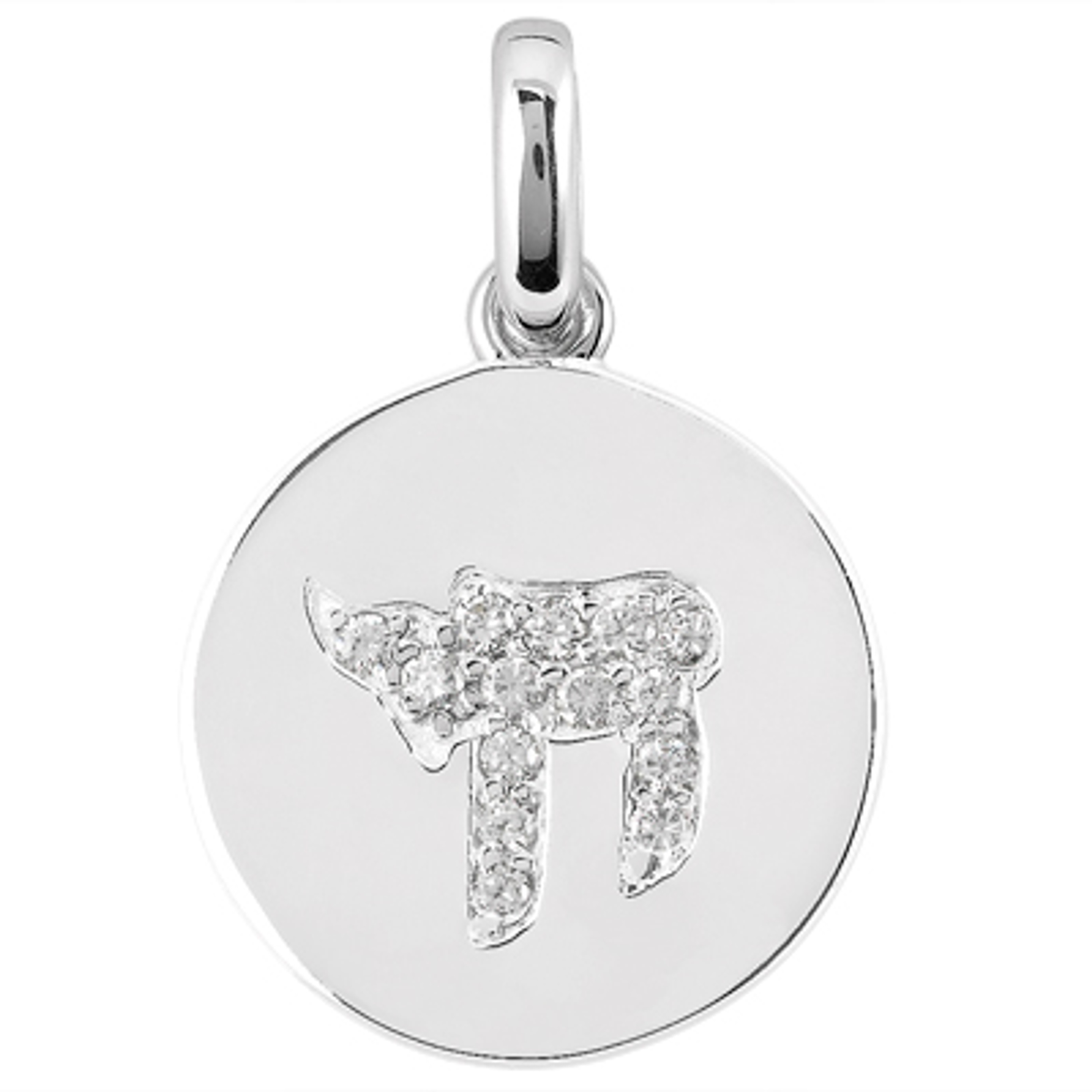 14k White Gold Genuine Diamond Chai Necklace 0.14 ctw 14k White Gold Genuine Diamond Chai Necklace 0.14 ctw