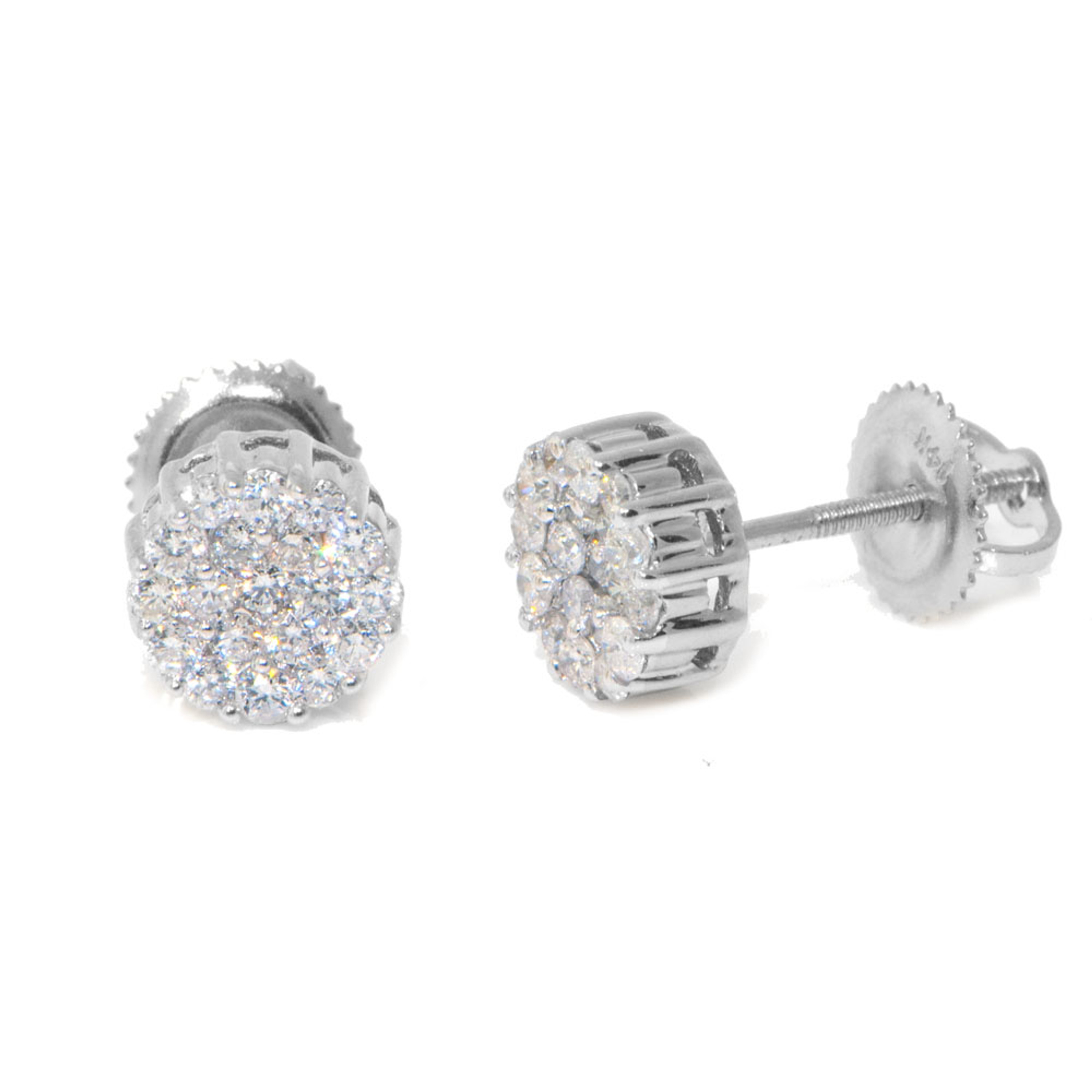 0.50Ct 14K White Gold Diamond Pave Cluster Stud Earrings 0.50Ct 14K White Gold Diamond Pave Cluster Stud Earrings