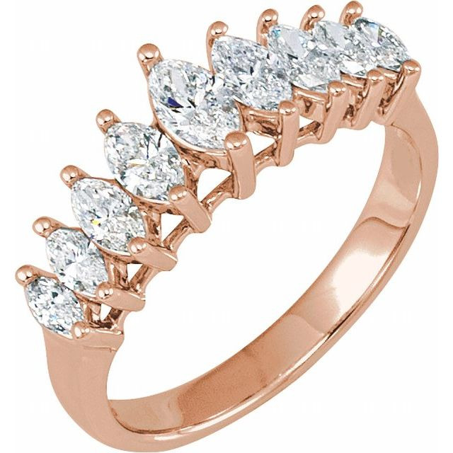 1.00  ct. Marquis  Diamond  Anniversary band 9 Stone 18k Rose gold