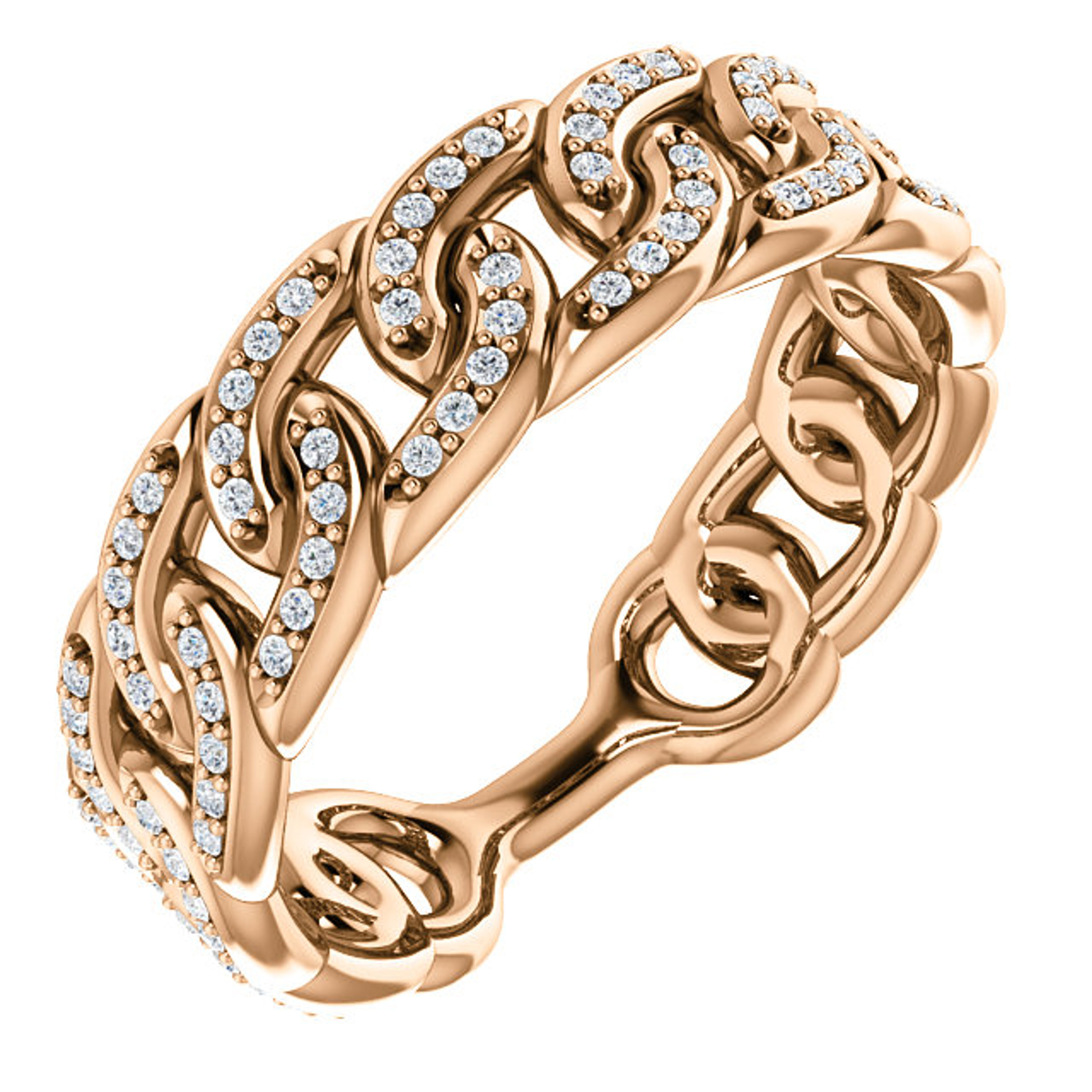 14k Rose Gold 6mm Diamond Link Ring Band 1/3 ctw 14k Rose Gold 6mm Diamond Link Ring Band 1/3 ctw