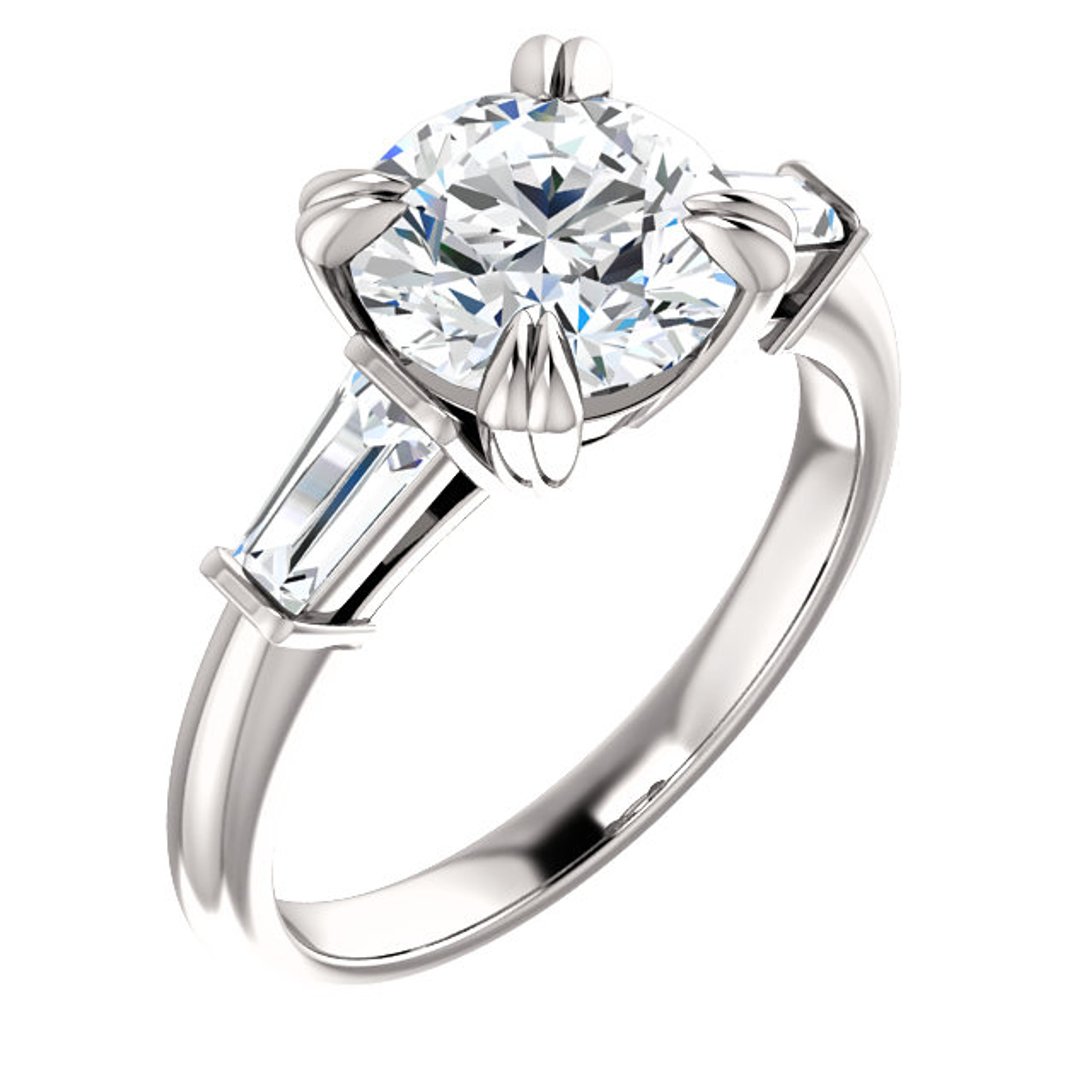 Platinum 2.5 Carat  Round cut 3-Stone Engagement Ring Platinum 2.5 Carat  Round cut 3-Stone Engagement Ring