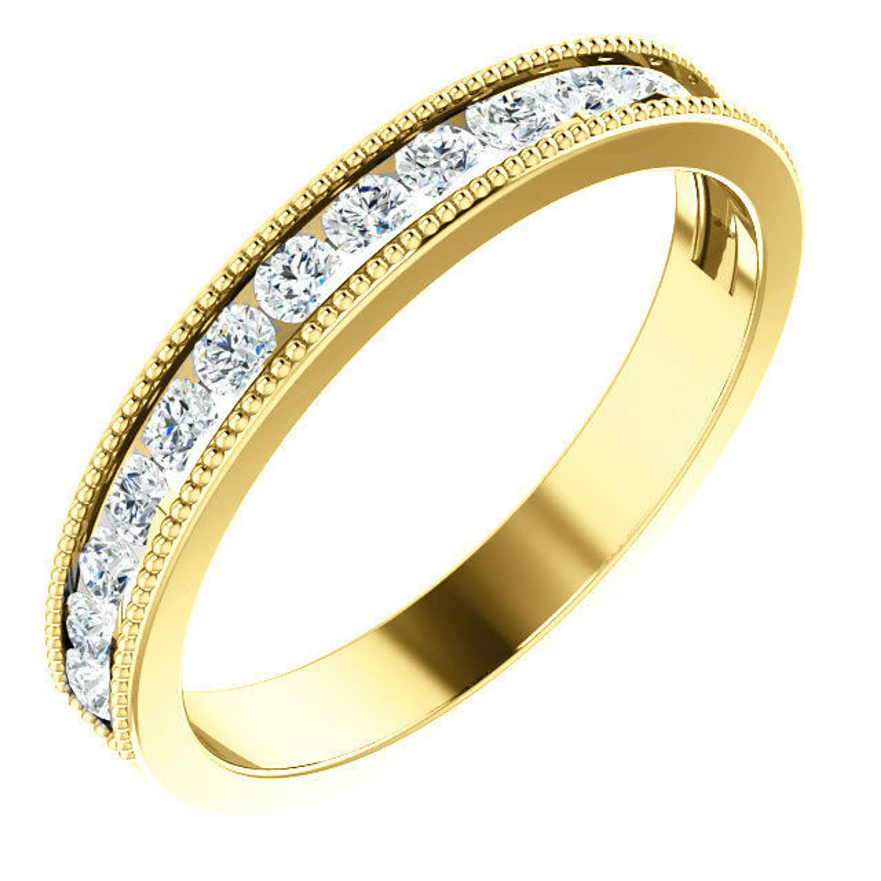1/2 ct Channel Set Diamond Milgrain Band In 14k Yellow Gold. 1/2 ct Channel Set Diamond Milgrain Band In 14k Yellow Gold.