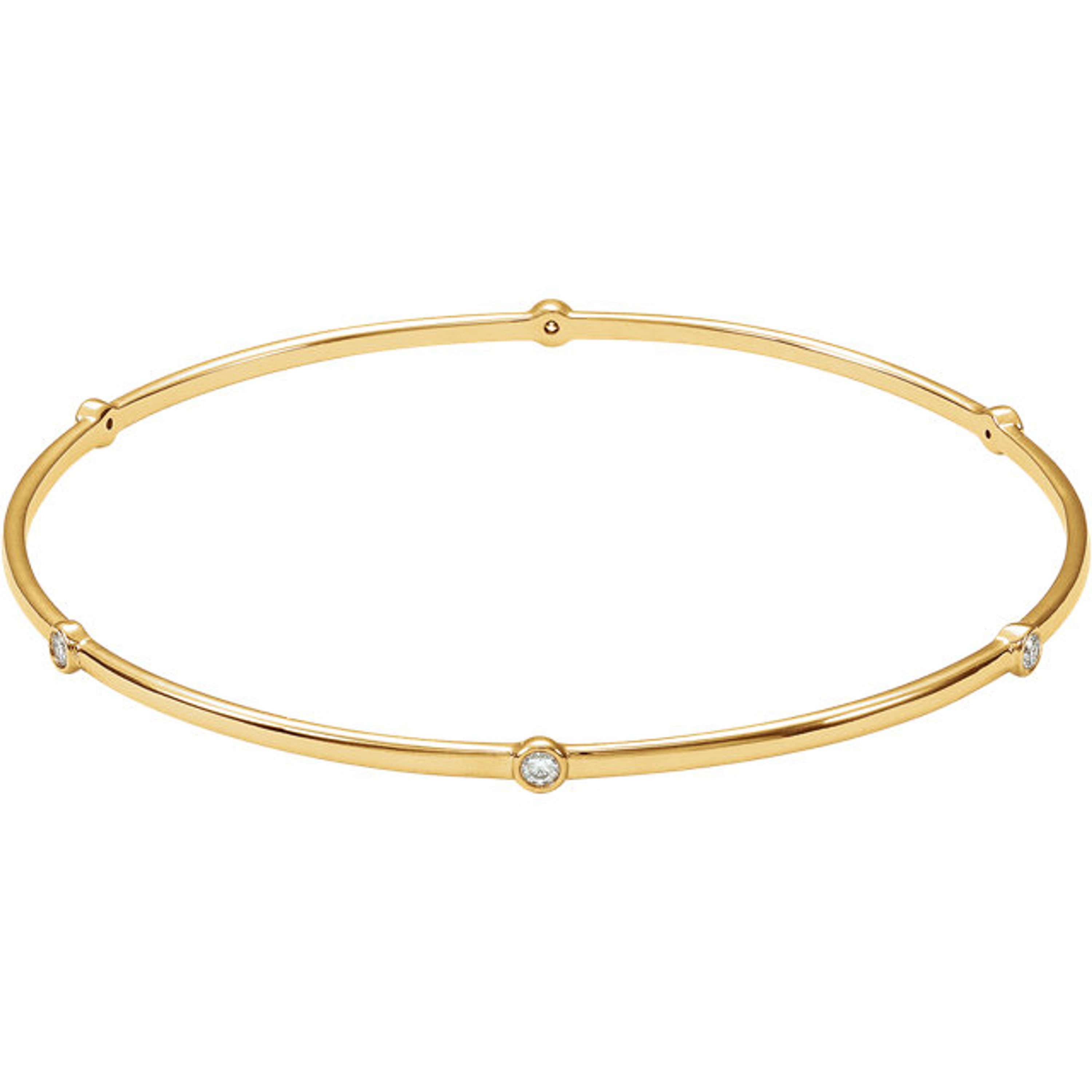 14k Yellow Gold 2mm Wide High Polished Diamond Slip-on Solid Bangle 7" 1/4 CTW 14k Yellow Gold 2mm Wide High Polished Diamond Slip-on Solid Bangle 7" 1/4 CTW