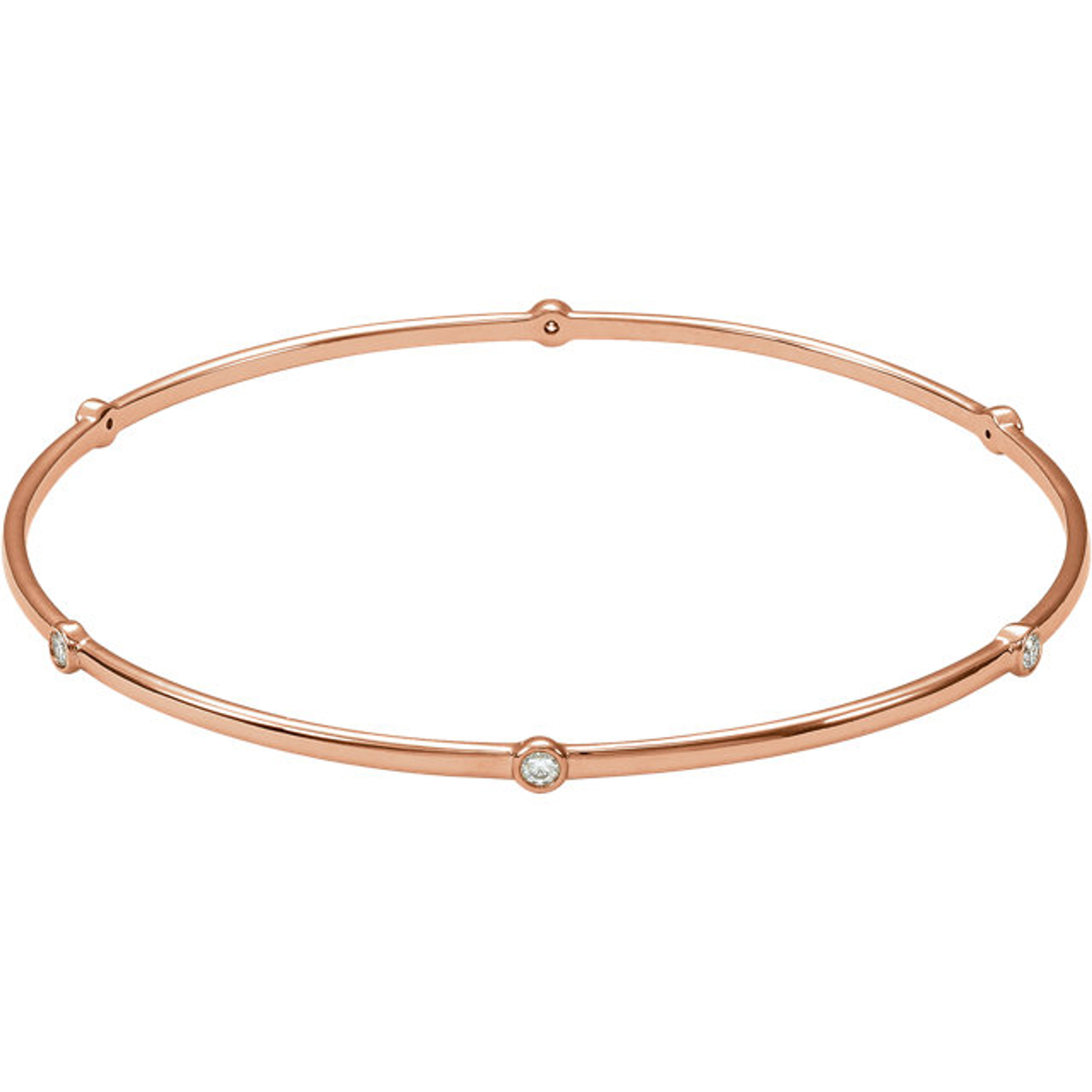 14k Rose Gold 2mm Wide High Polished Diamond Slip-on Solid Bangle 7" 1/4 CTW 14k Rose Gold 2mm Wide High Polished Diamond Slip-on Solid Bangle 7" 1/4 CTW
