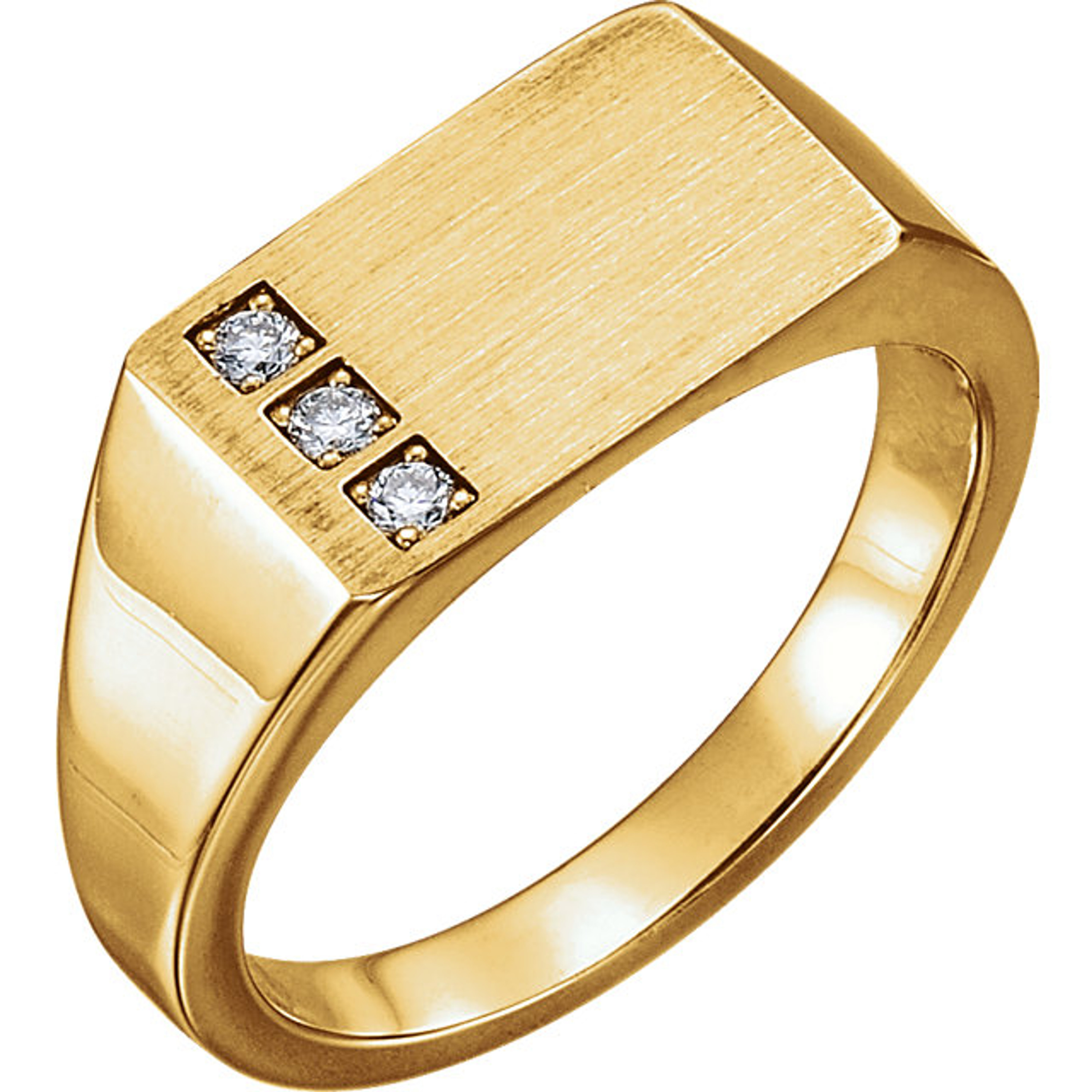 14k Yellow Gold Diamond Signet Ring 15.0mm X 8.0MM Open Back 1/10 CTW 14k Yellow Gold Diamond Signet Ring 15.0mm X 8.0MM Open Back 1/10 CTW