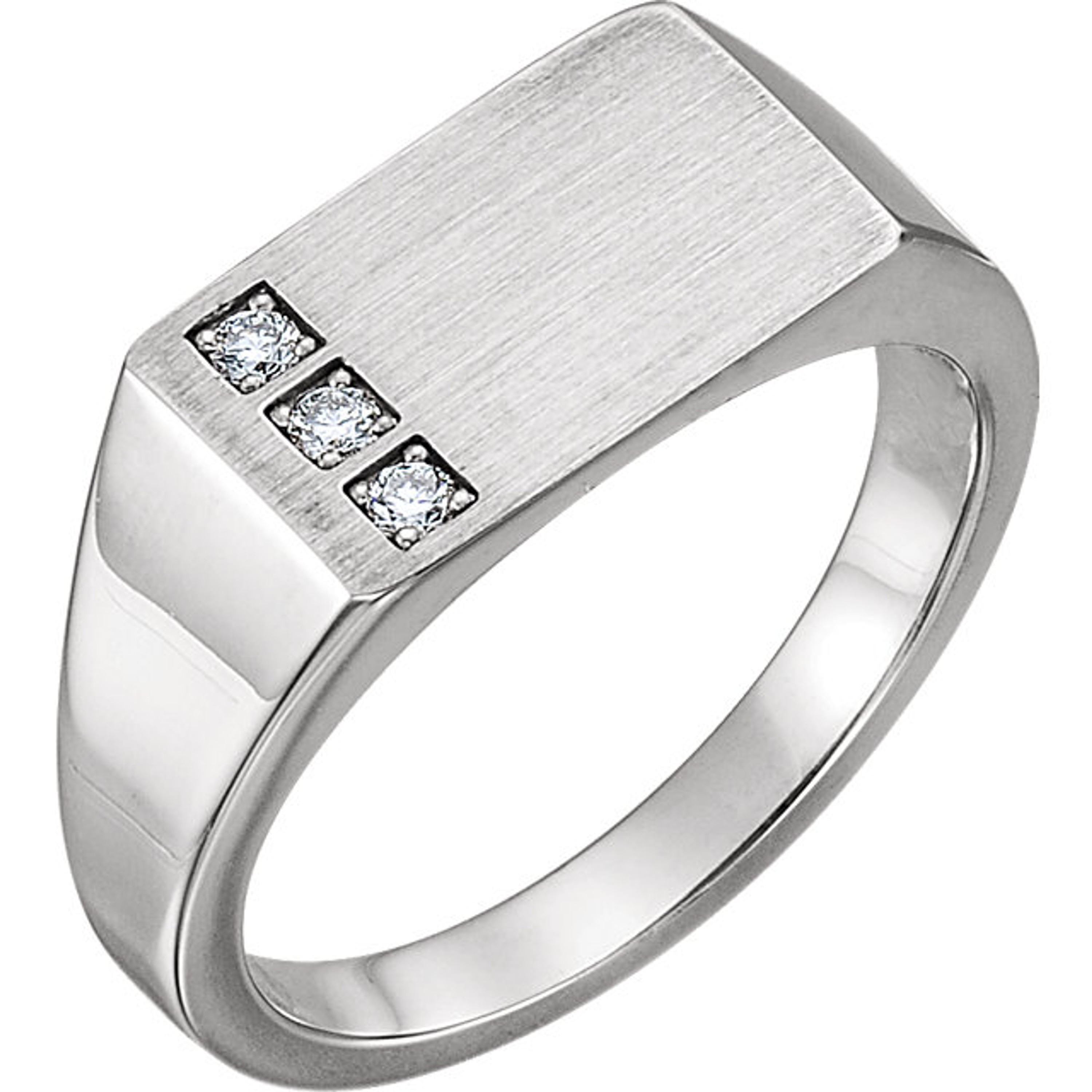 14k White Gold Diamond Signet Ring 15.0mm X 8.0MM Solid Back 1/10 CTW 14k White Gold Diamond Signet Ring 15.0mm X 8.0MM Solid Back 1/10 CTW