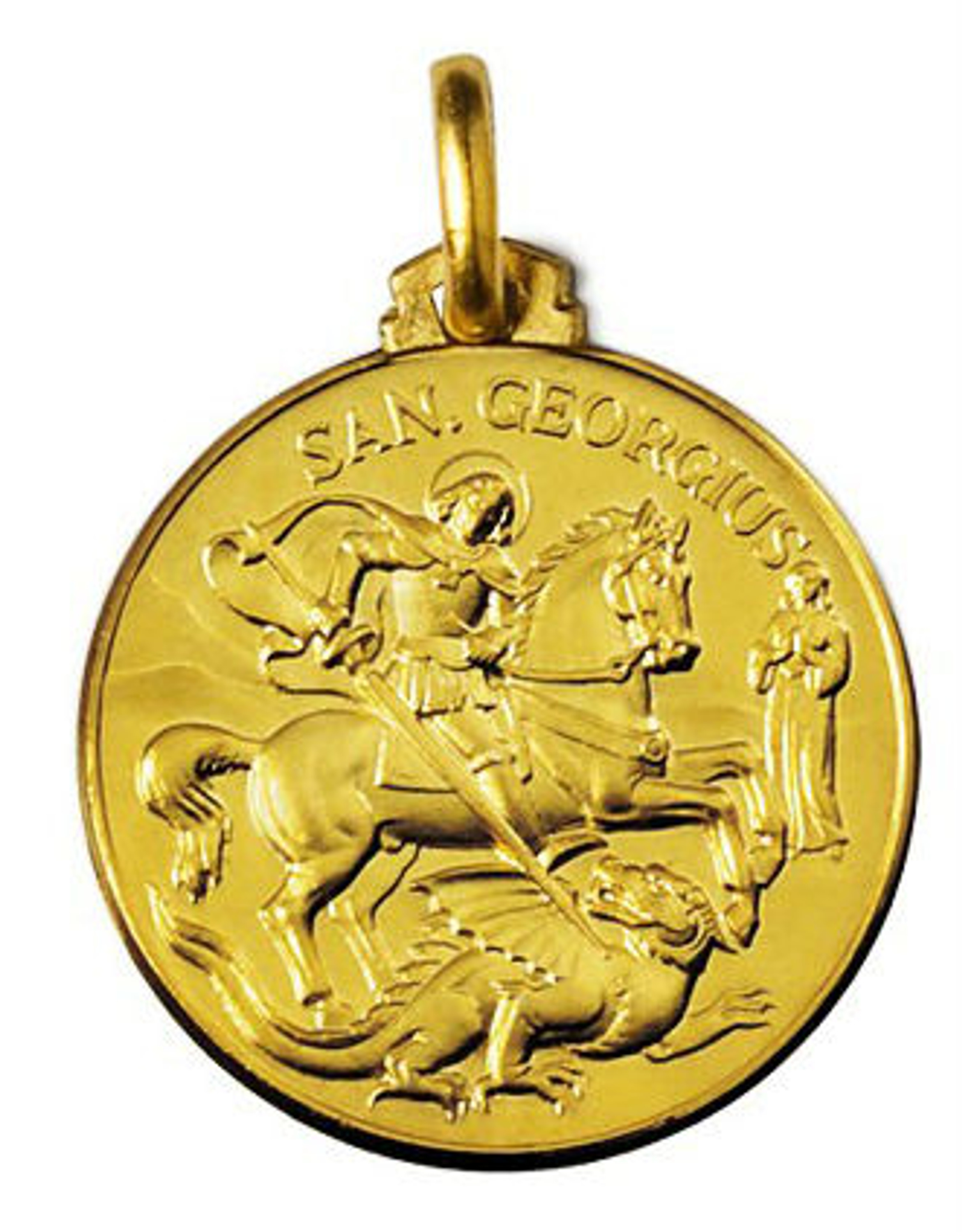 14kt Yellow Gold 21.0 mm Round Saint George Medal 14kt Yellow Gold 21.0 mm Round Saint George Medal
