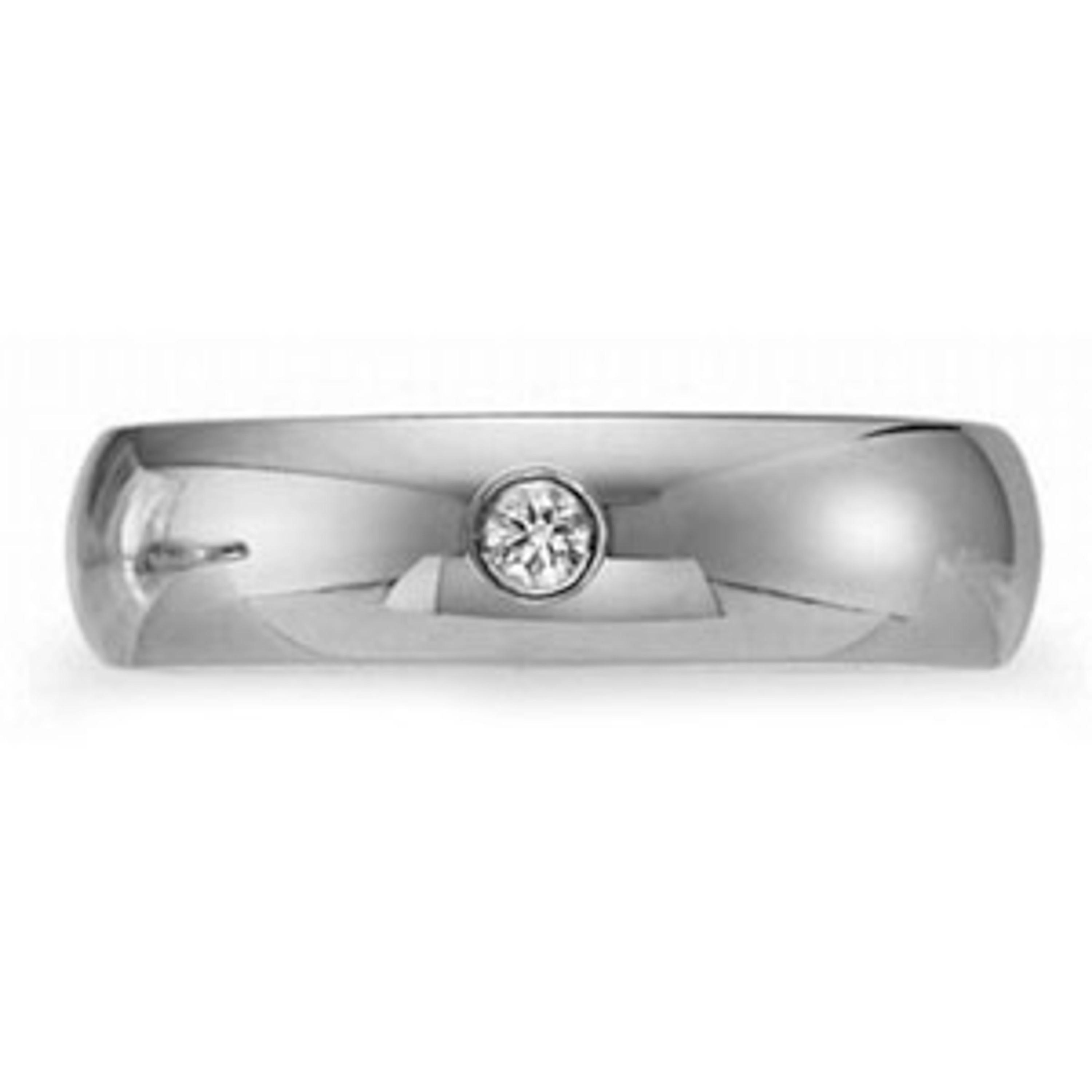 14k White Gold 6mm Comfort Fit Wedding Band with .08Ct. single Diamond 14k White Gold 6mm Comfort Fit Wedding Band with .08Ct. single Diamond