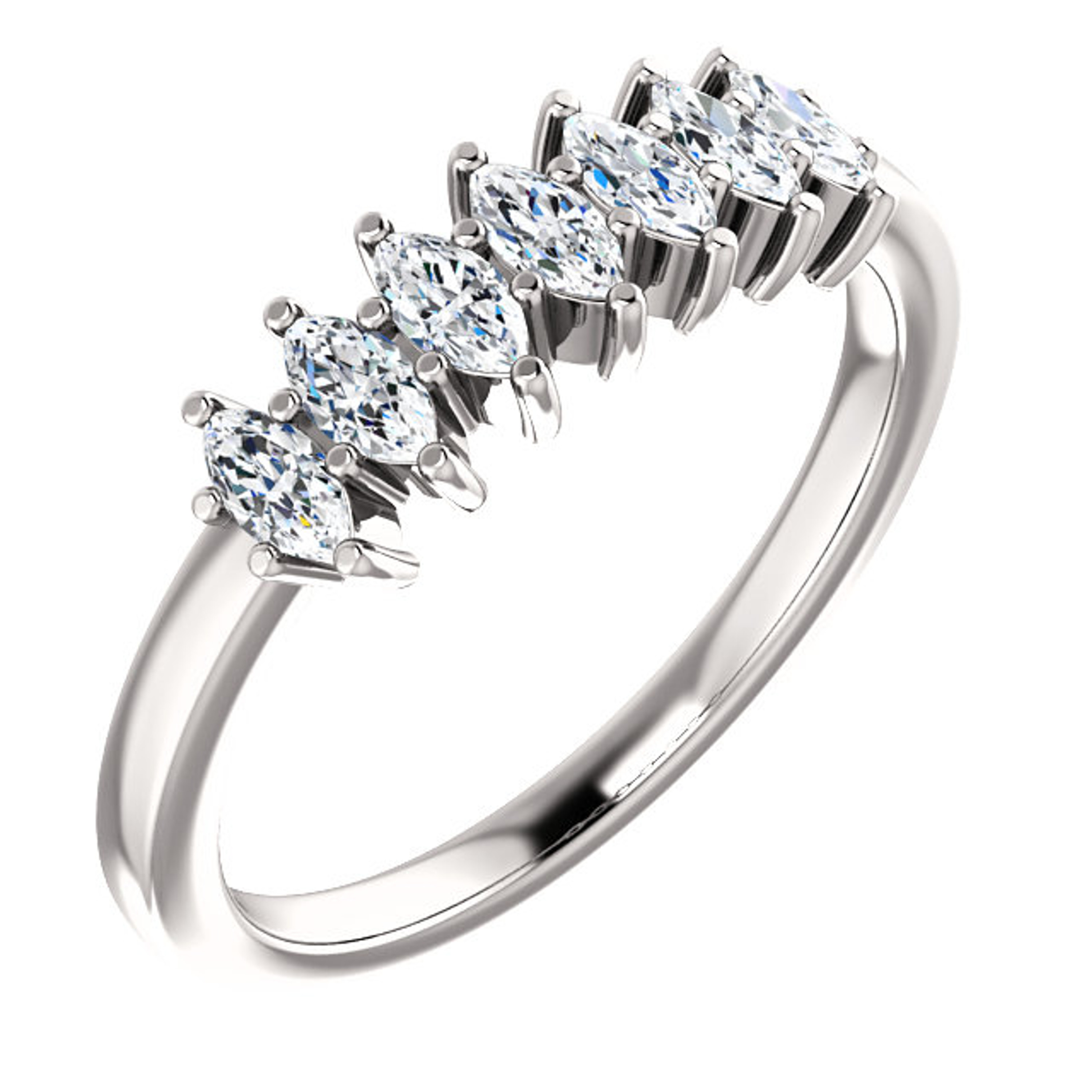 3/4  ct. Marquise 7 Stone  Diamond  Anniversary band  14k White Gold 3/4  ct. Marquise 7 Stone  Diamond  Anniversary band  14k White Gold