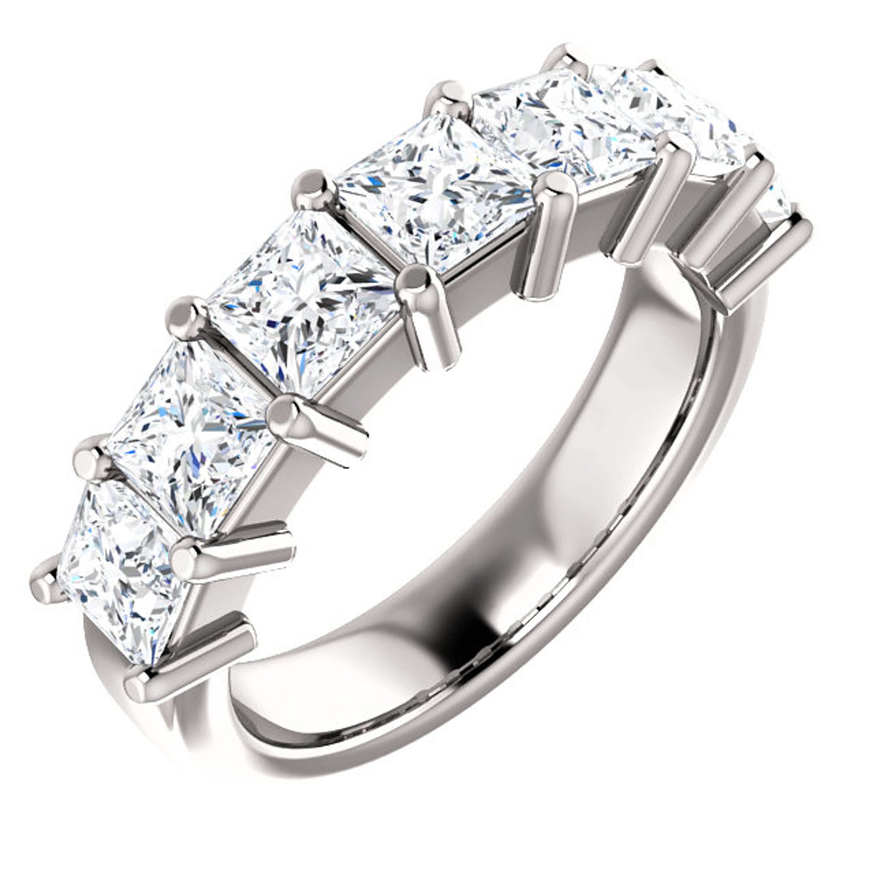 2.5  ct. Princess 7 Stone  Diamond  Anniversary band  14k White Gold 2.5  ct. Princess 7 Stone  Diamond  Anniversary band  14k White Gold