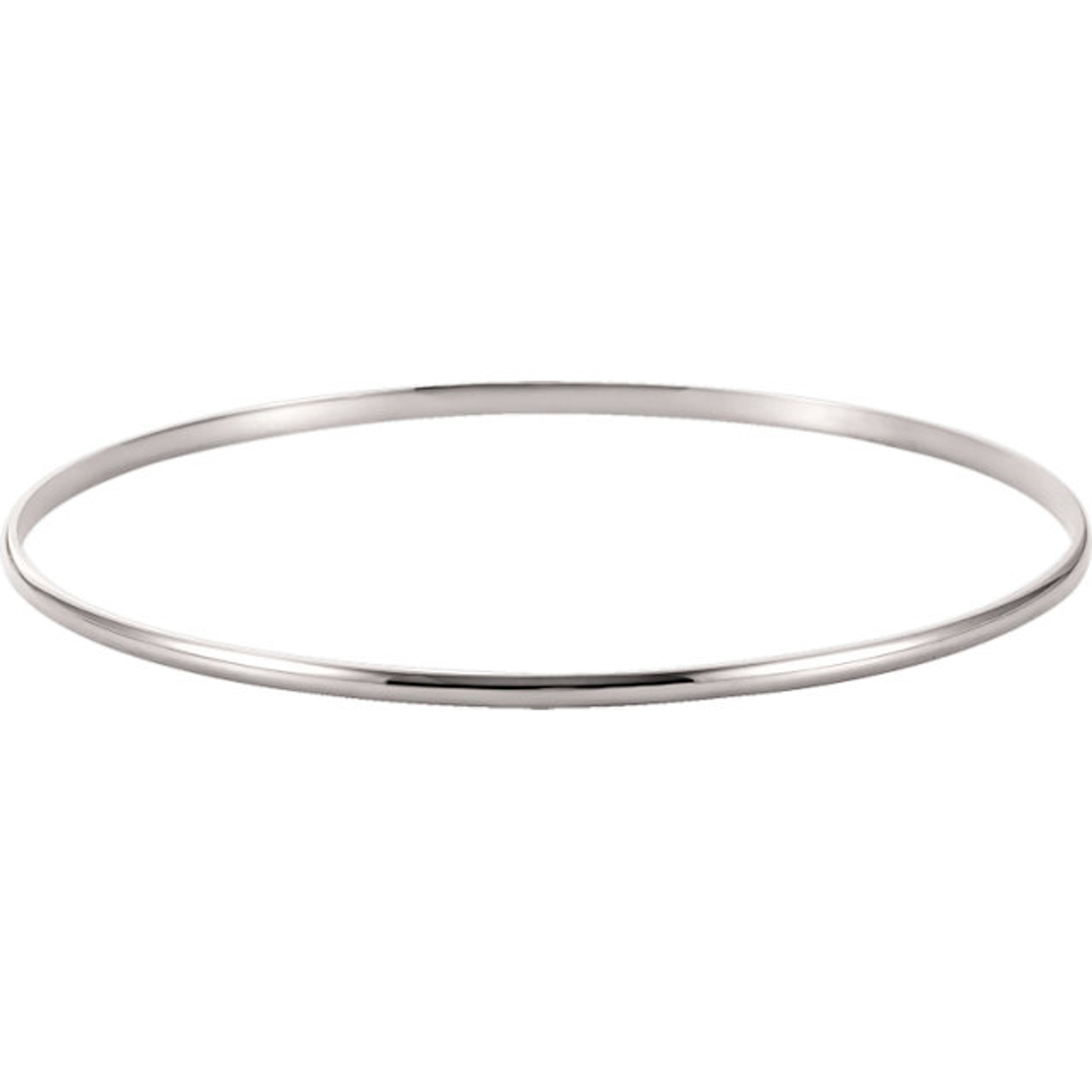 14k White Gold 2mm High Polished Slip-on Solid Bangle 8.0" 14k White Gold 2mm High Polished Slip-on Solid Bangle 8.0"