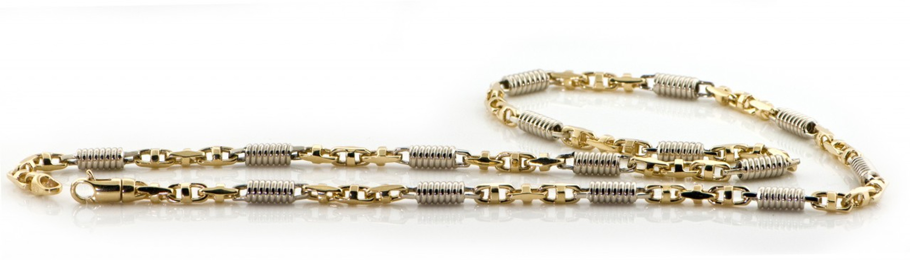 10k Yellow and White Gold Fancy Hand Made Chain 4.7mm 16 Inches 10k Yellow and White Gold Fancy Hand Made Chain 4.7mm 16 Inches