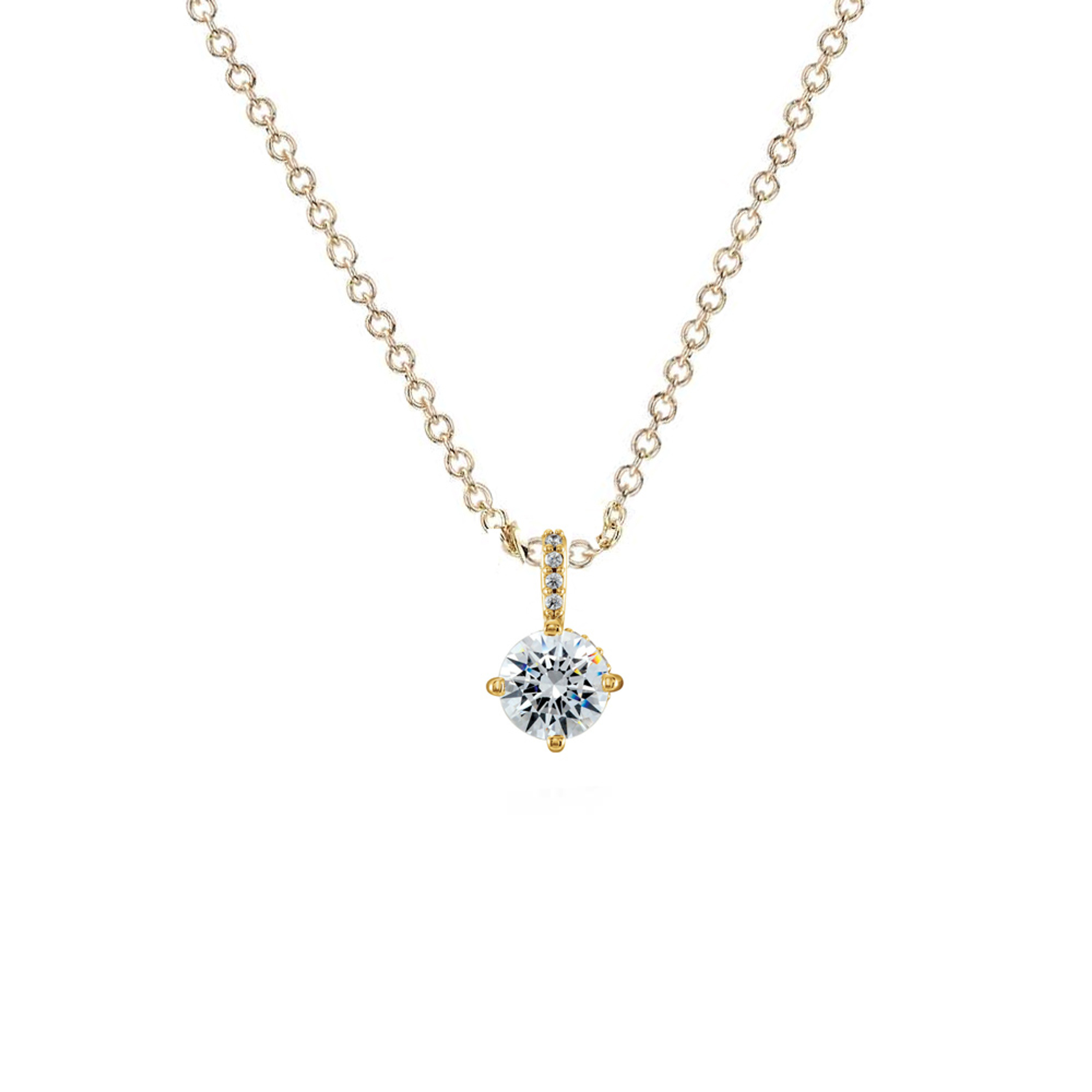 14K Gold 1/4 Carat Round Diamond Four Prongs Pendant .33 CTW 14K Gold 1/4 Carat Round Diamond Four Prongs Pendant .33 CTW