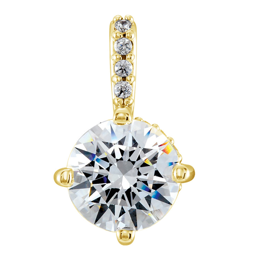 14K Gold 1/3 Carat Round Diamond Four Prongs Pendant .40 CTW