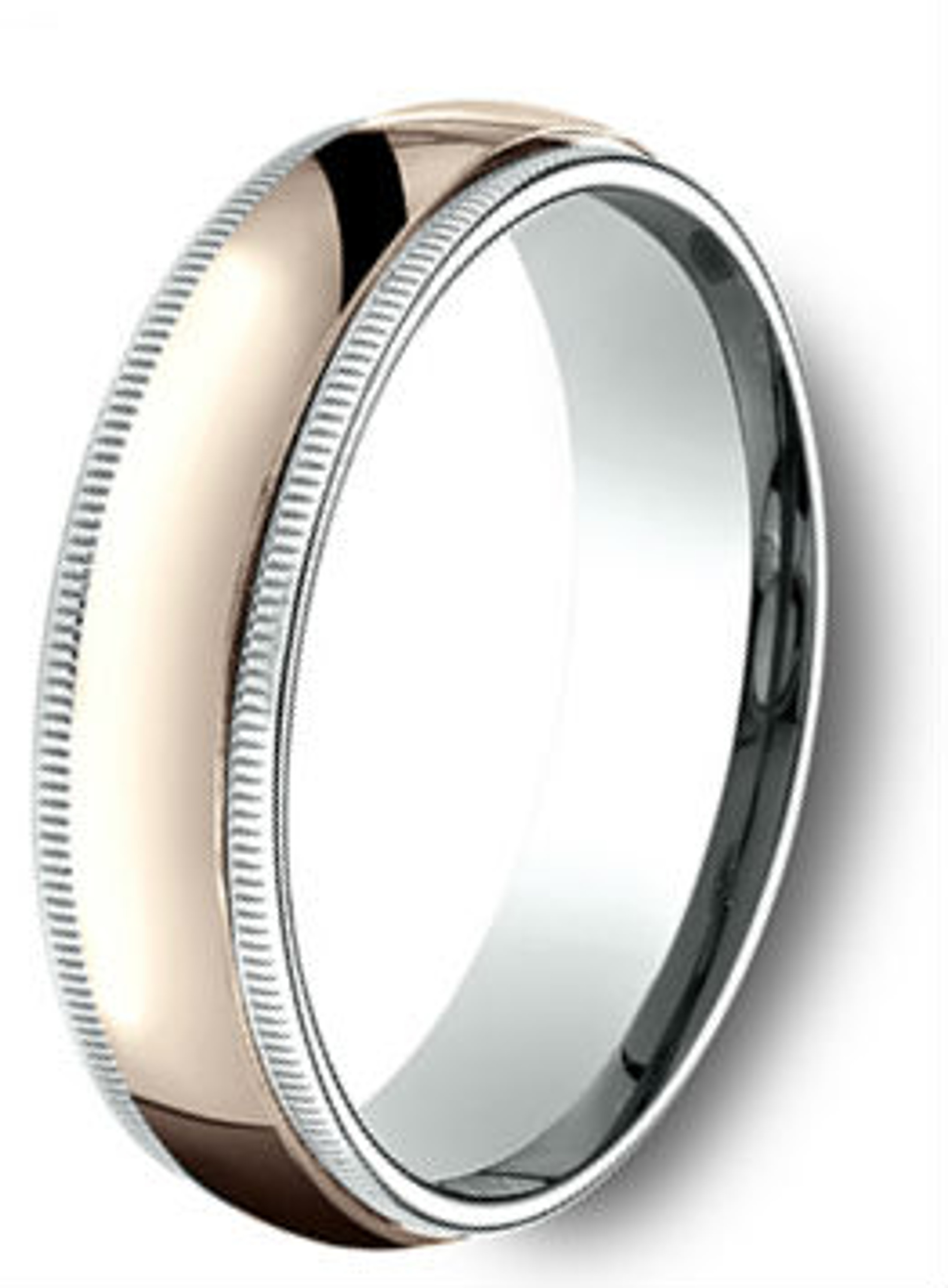 18Kt Rose Gold and Platinum Two Tone Milgrain Wedding Band 6mm 18Kt Rose Gold and Platinum Two Tone Milgrain Wedding Band 6mm