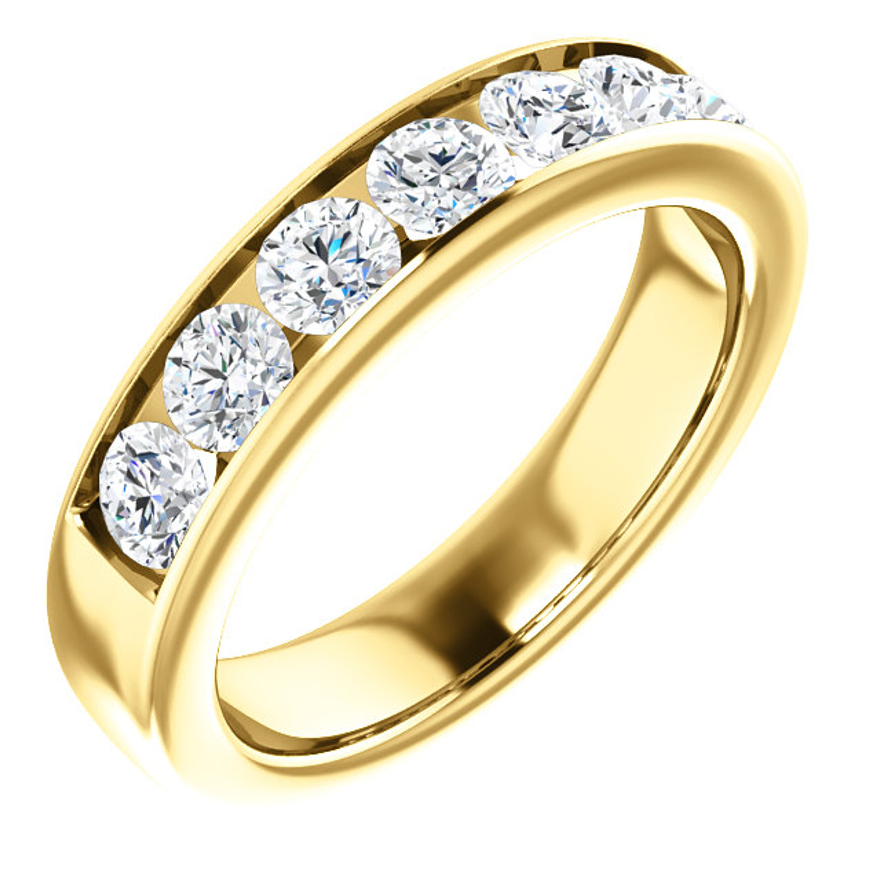 18K Yellow Gold 1.75 Ctw Round Diamond Men's Band 7 Stones 5.3mm 18K Yellow Gold 1.75 Ctw Round Diamond Men's Band 7 Stones 5.3mm