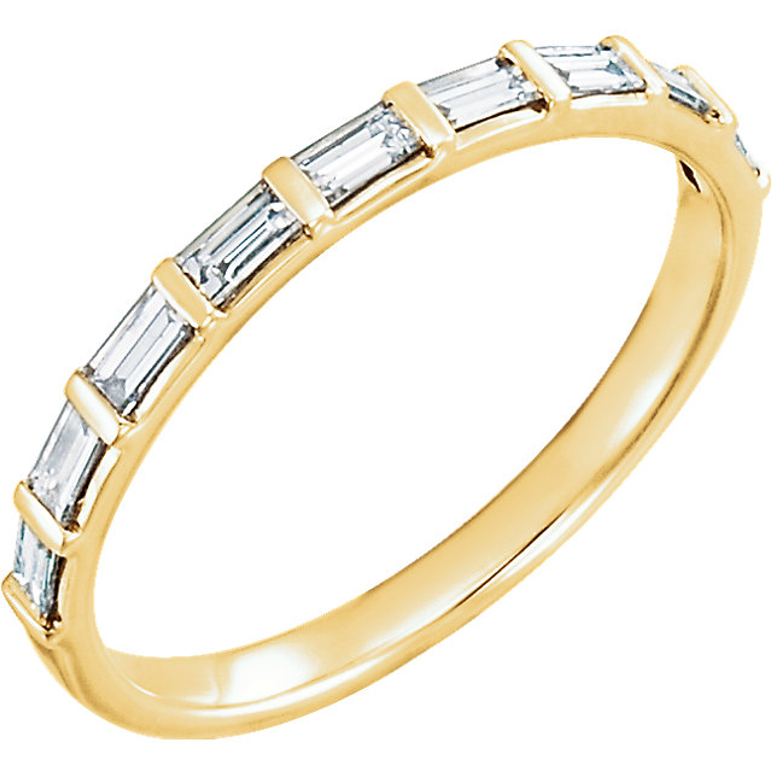 14k Yellow Gold 2.0mm Baguette Diamond Eternity band 1/4 Ctw. 14k Yellow Gold 2.0mm Baguette Diamond Eternity band 1/4 Ctw.