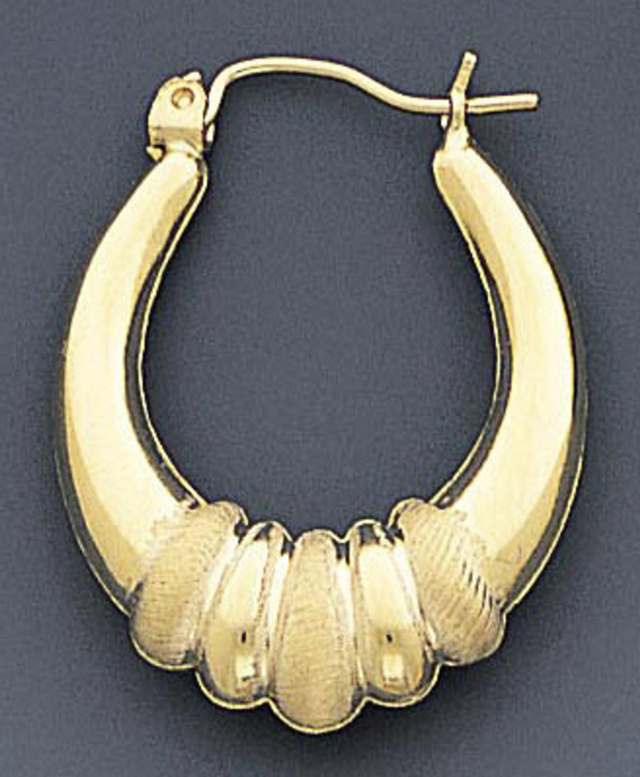 10k Gold Hollow Shrimp Hoop Earrings 30mm W X 35mm H