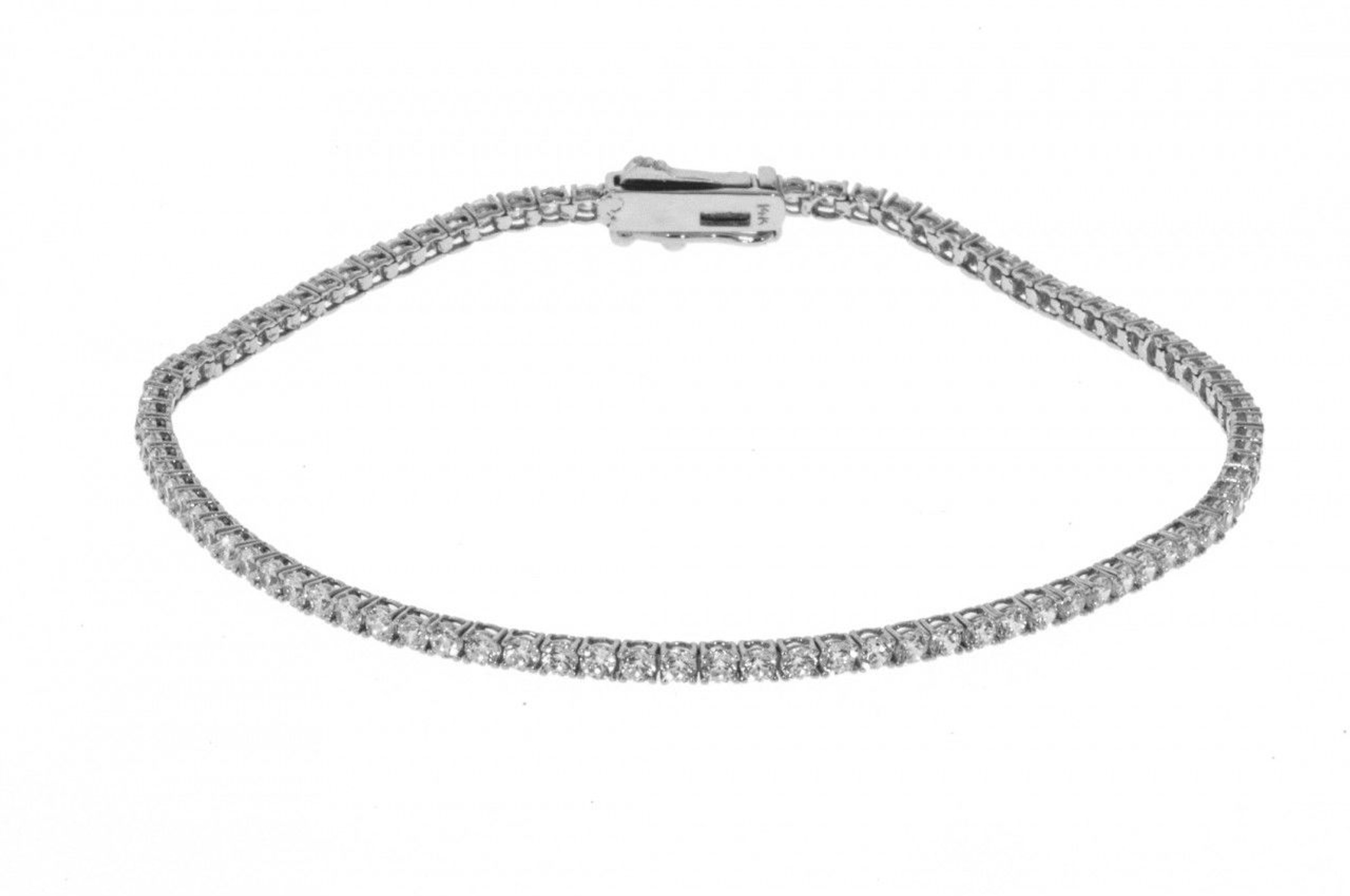 14k White Gold 1.8mm wide with 1.5 Ct Round Cz Tennis Bracelet 7.5in" 14k White Gold 1.8mm wide with 1.5 Ct Round Cz Tennis Bracelet 7.5in"